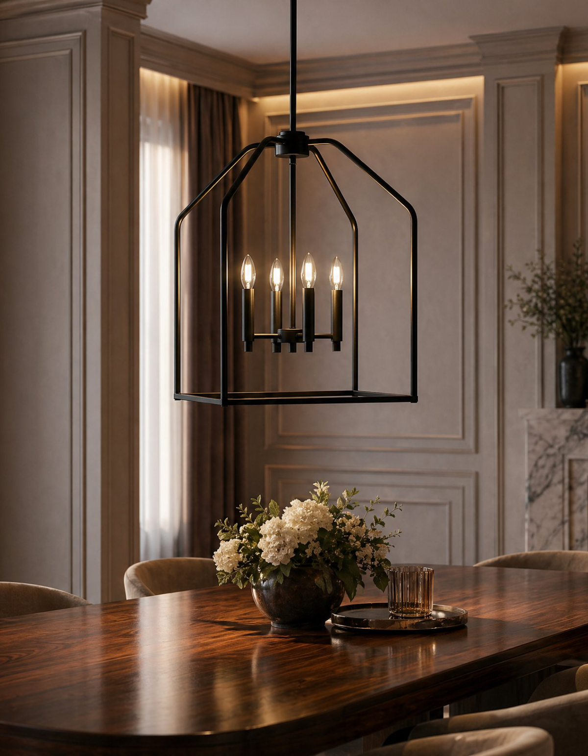 Kindle 4-Light Pendant - Black Finish, Clear Glass#Finish_Black Finish, Clear Glass