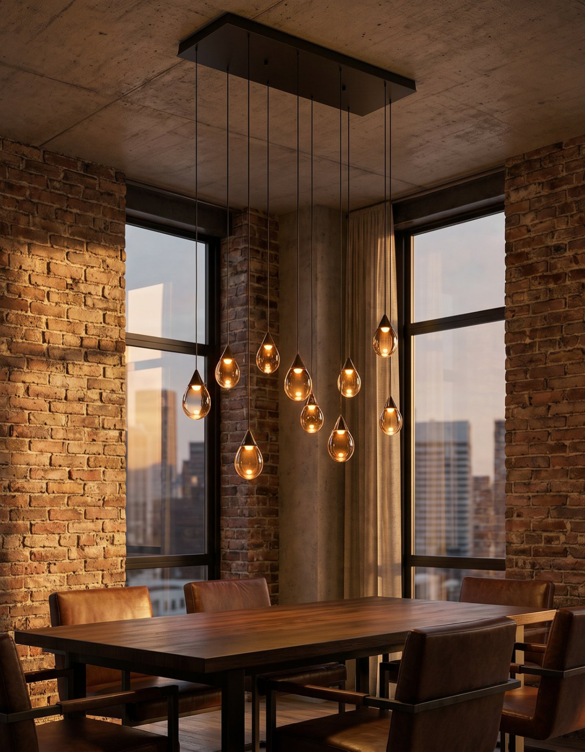 Gemma 10-Light Pendant, Smoked Glass with Clear Glass Shades - Smoked Glass#Finish_Smoked Glass
