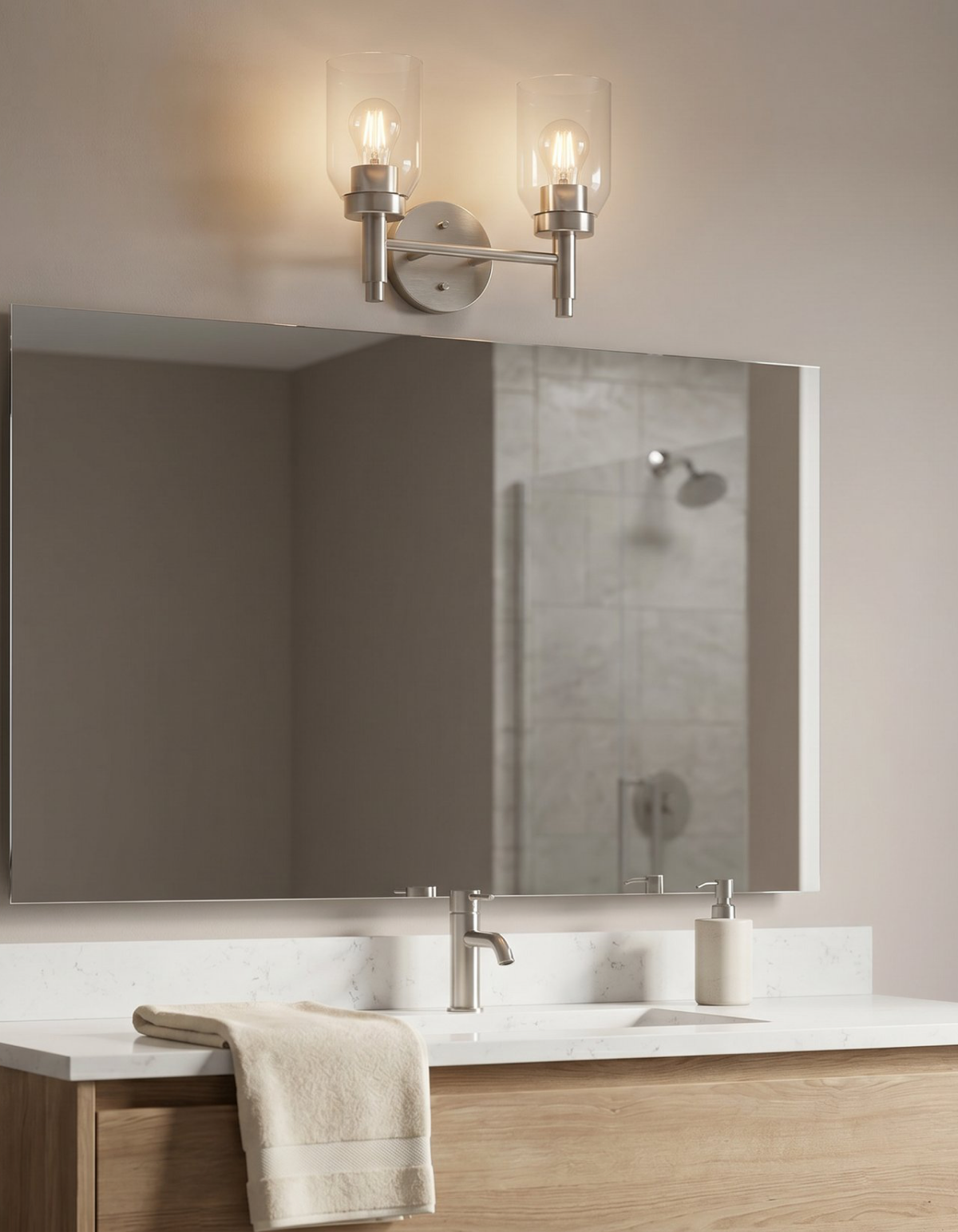 Kindle 2-Light Vanity Light - Brushed Nickel#Finish_Brushed Nickel