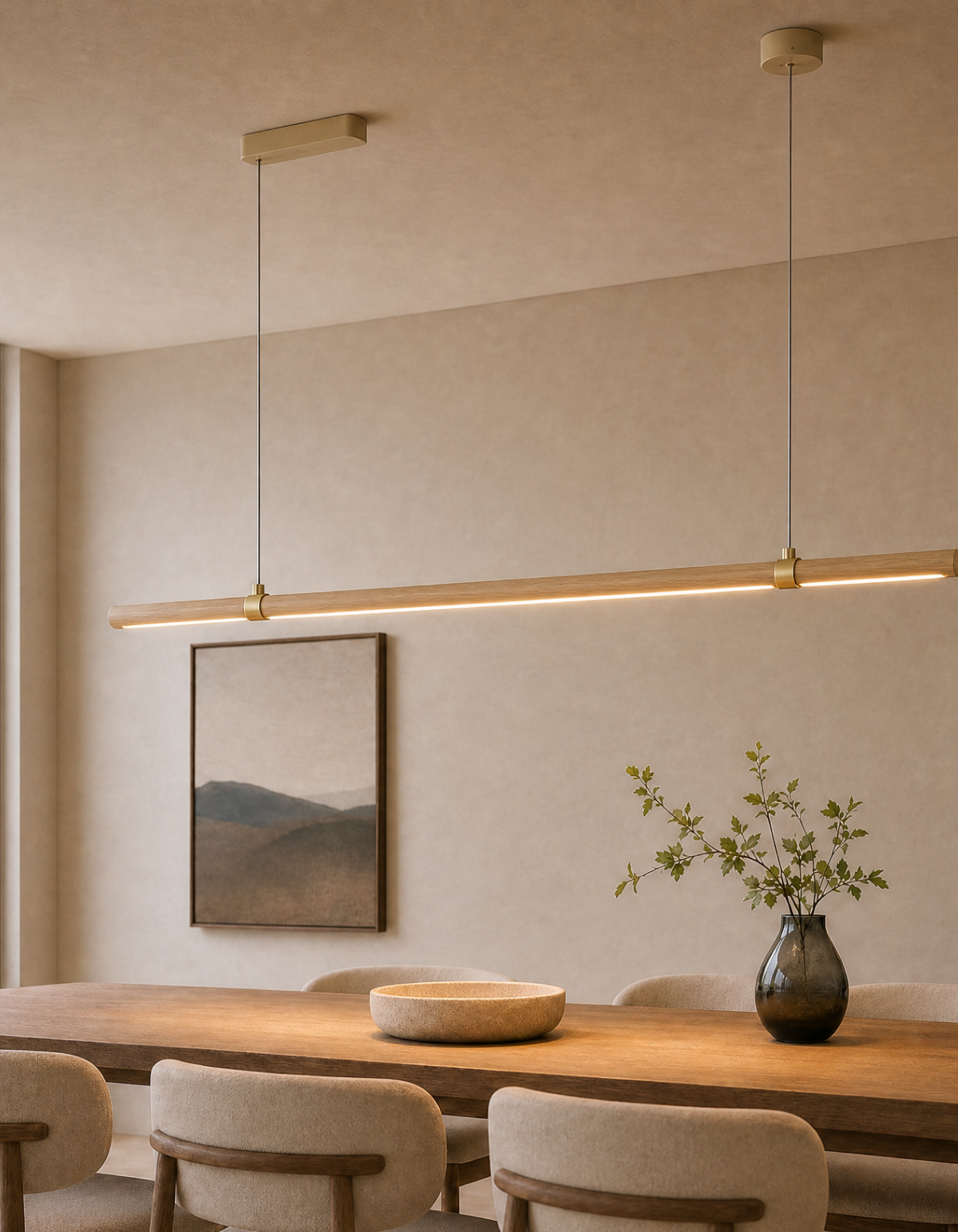 Rowan 72-in. Linear Chandelier - Light Oak#Finish_Light Oak