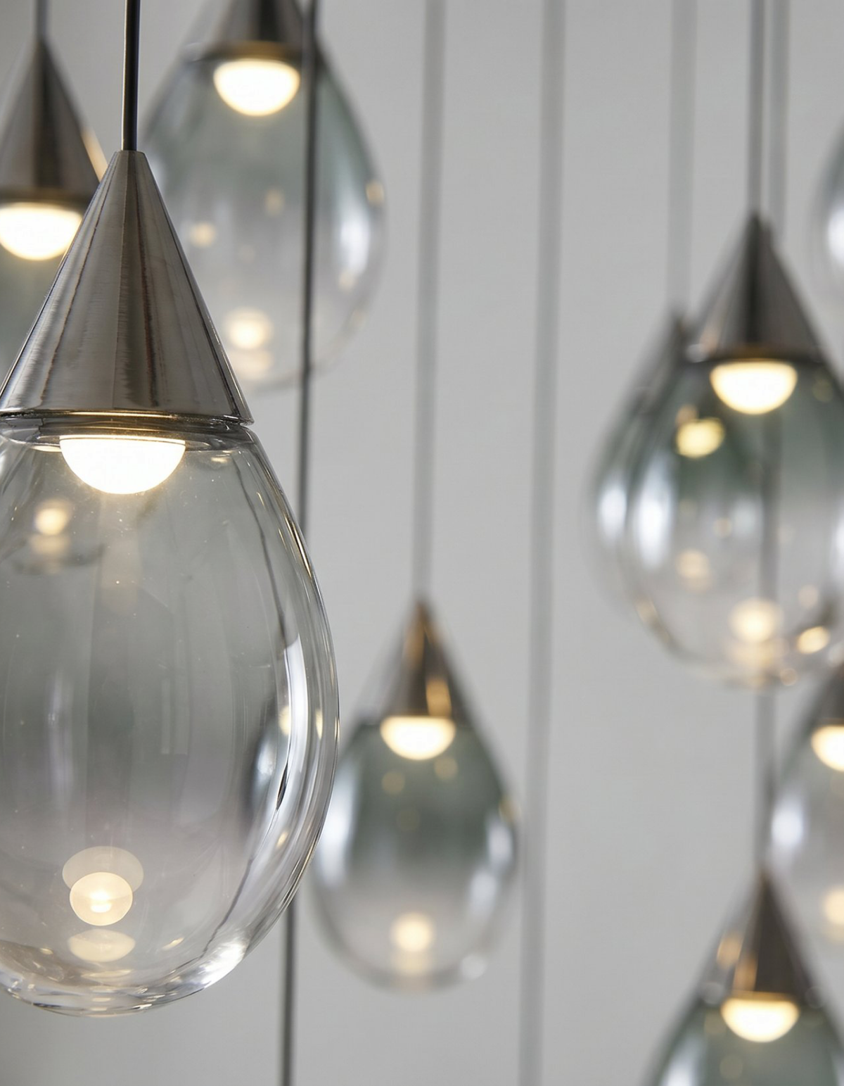 Gemma 10-Light Pendant, Smoked Glass with Clear Glass Shades - Smoked Glass#Finish_Smoked Glass
