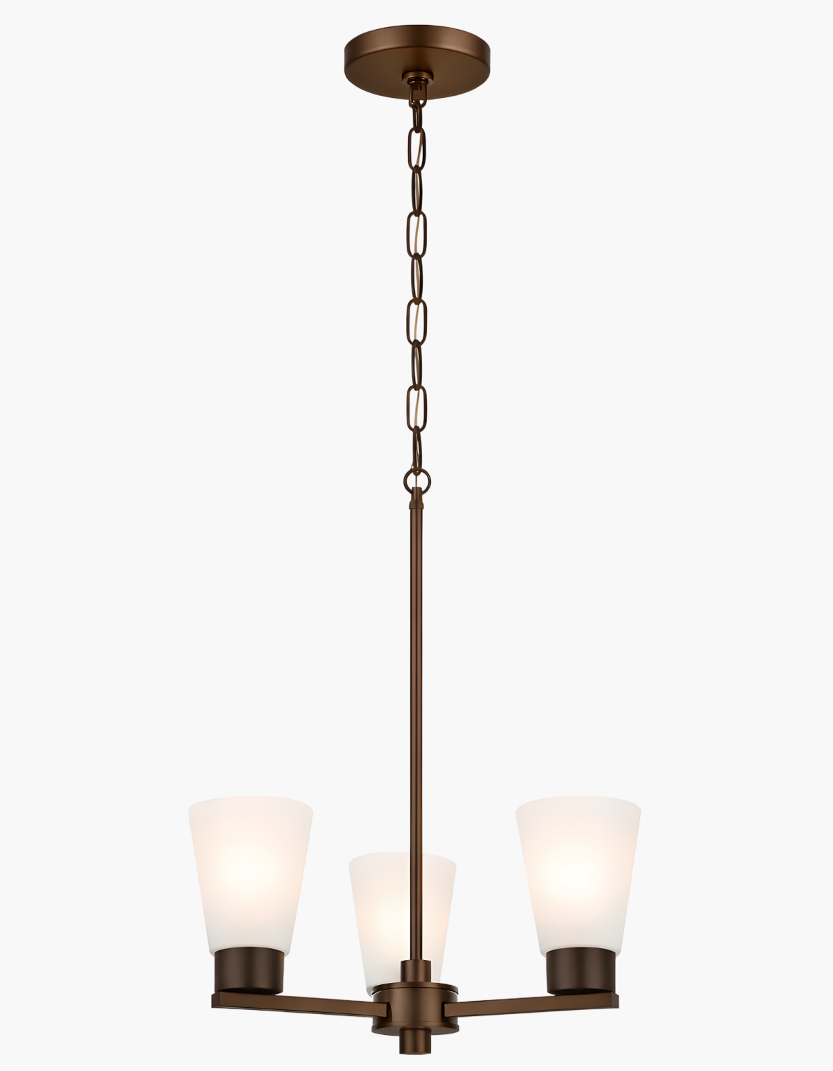 Lima 3-Light Chandelier - Bronze Finish, Frosted White Glass#Finish_Bronze Finish, Frosted White Glass