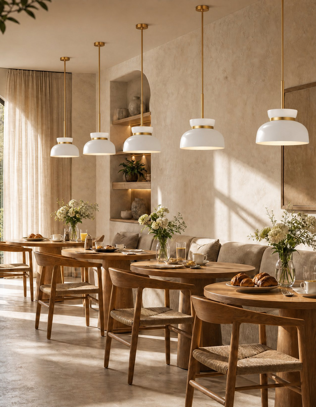 POTTER Medium 1-Light Pendant - White & Satin Gold#Finish_White & Satin Gold