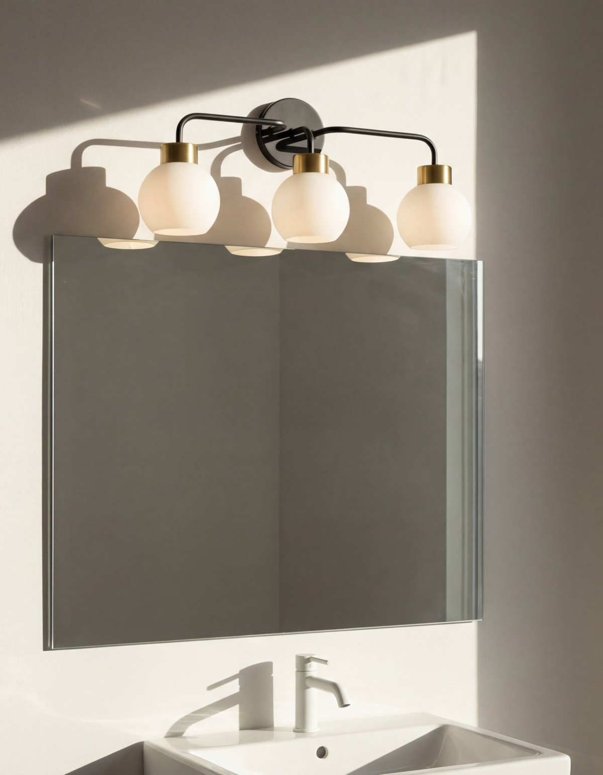Opal 3-Light Vanity Light - Black & Satin Gold#Finish_Black & Satin Gold
