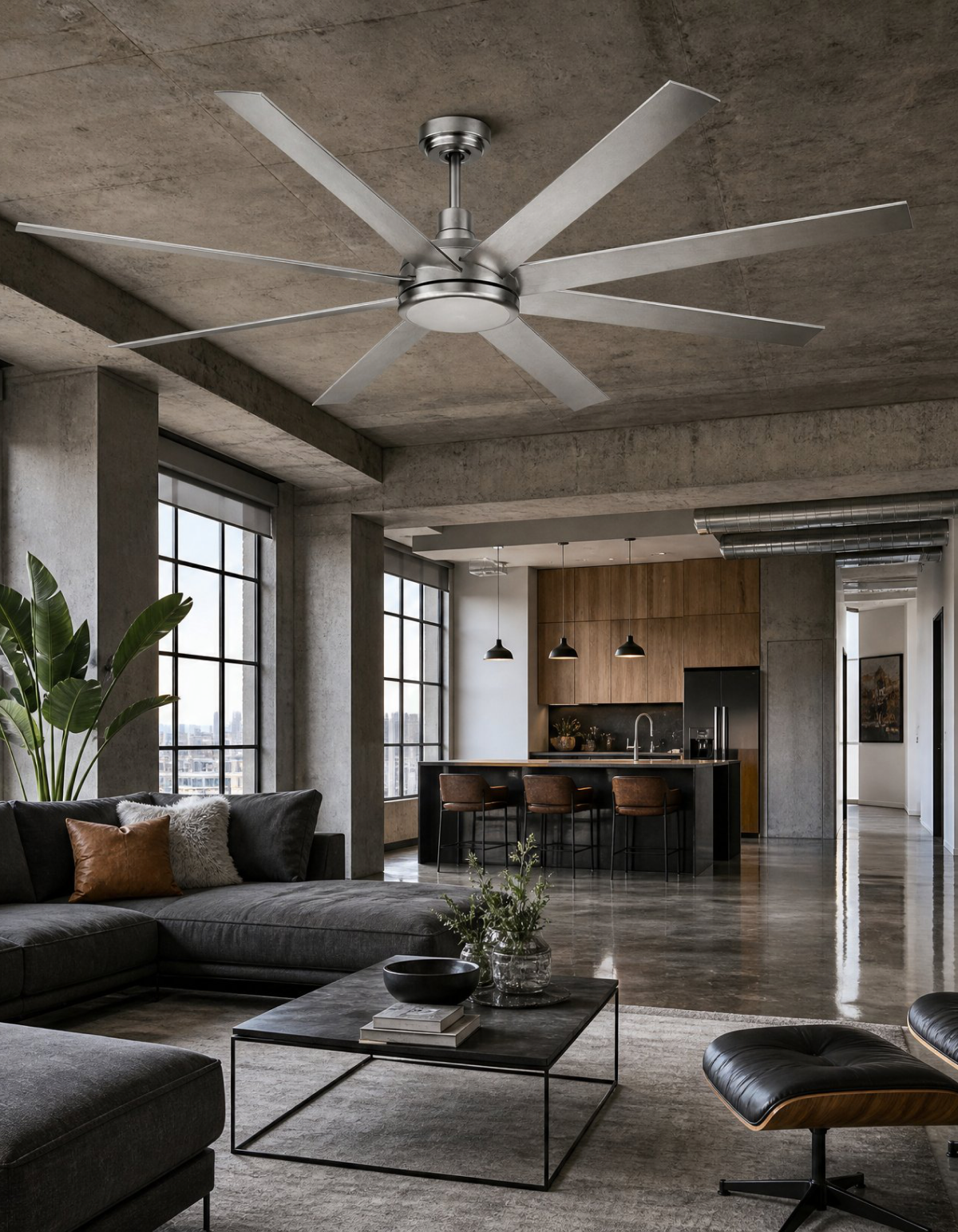 Raven 65-in. Commercial Ceiling Fan - Brushed Nickel#Finish_Brushed Nickel