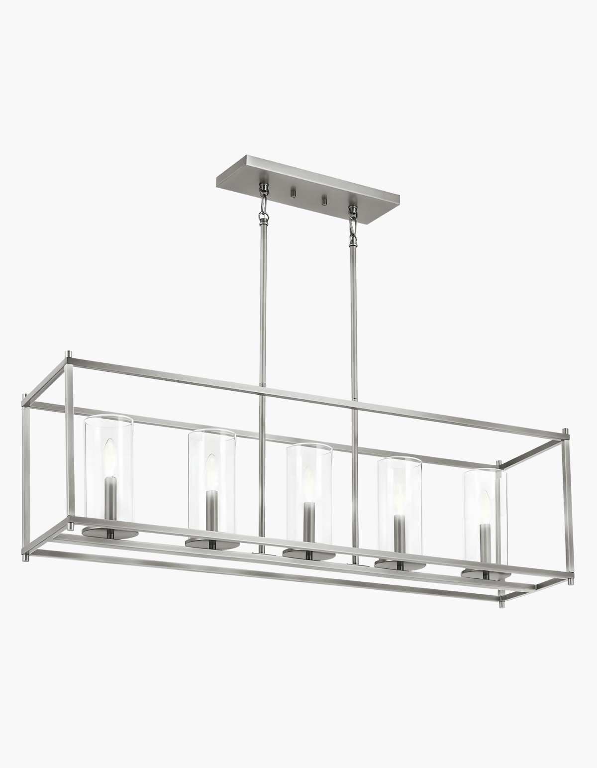 Aurelia 5-Light Linear Chandelier - Brushed Nickel Finish, Frosted Glass#Finish_Brushed Nickel Finish, Frosted Glass