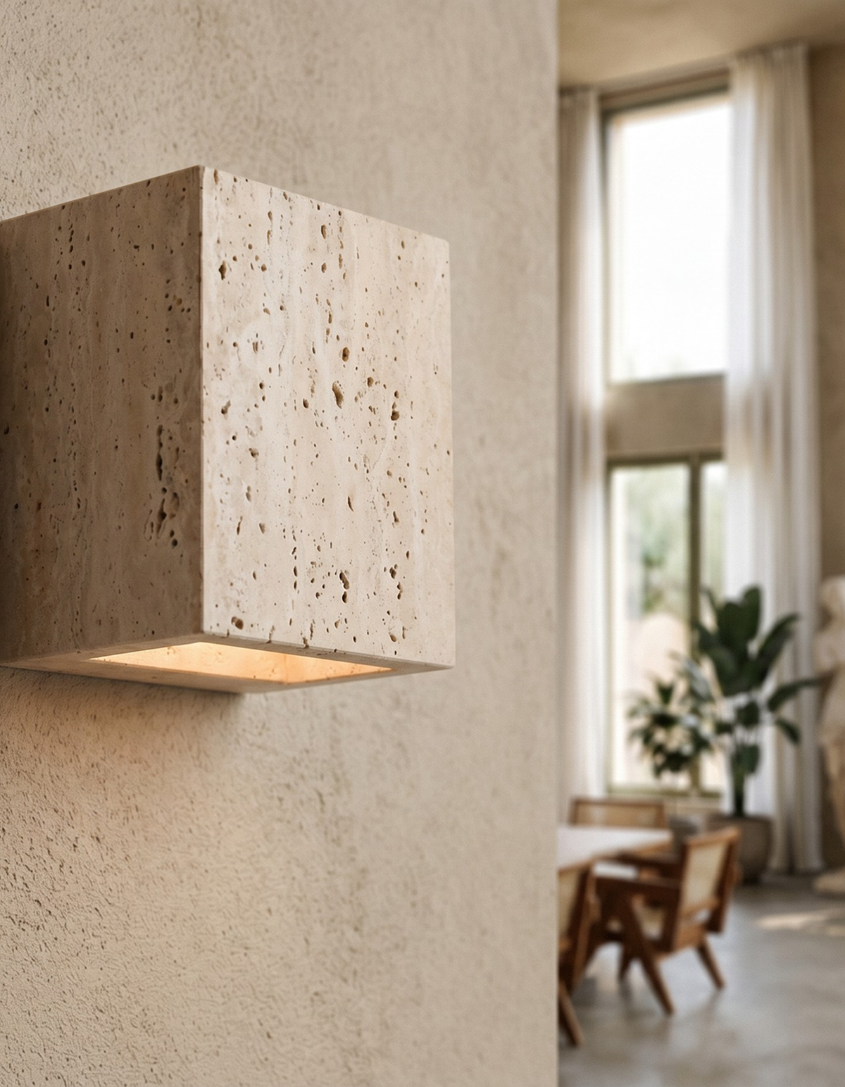 TOR 4-in. Compact Wall Sconce, Travertine Finish