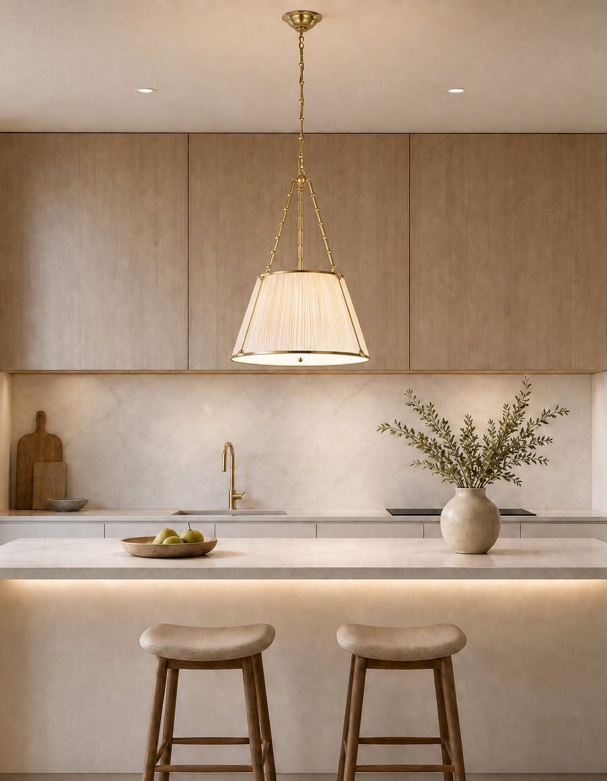 MARLOWE Small 3-Light Pendant - Satin Gold / Ivory Shade#Finish_Satin Gold / Ivory Shade