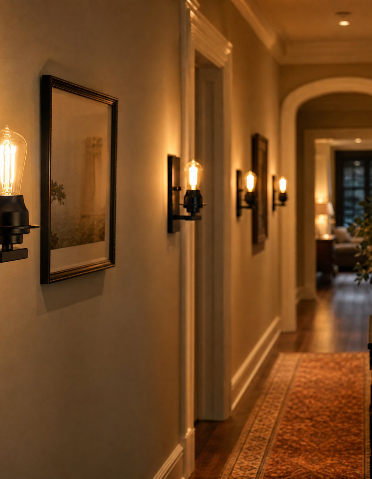 Foundry Hallway Wall Sconce - Black Finish, Clear & Tinted Glass#Finish_Black Finish, Clear & Tinted Glass