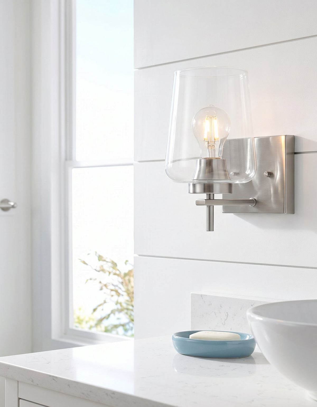 Gila Hallway Wall Sconce - Chrome Finish, Clear Glass#Finish_Chrome Finish, Clear Glass