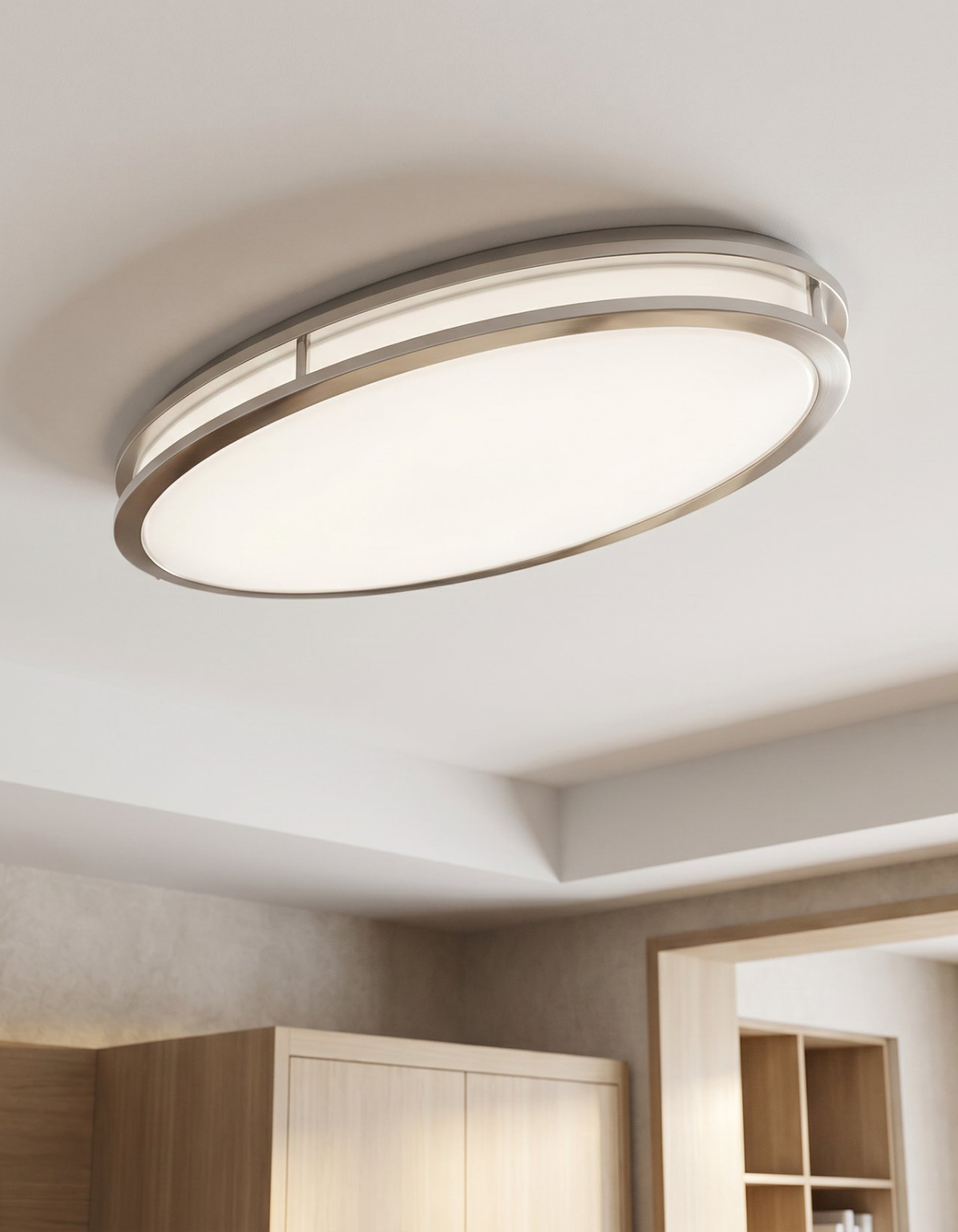 DAWN 24" double ring flush mount - Brushed Nickel#Finish_Brushed Nickel