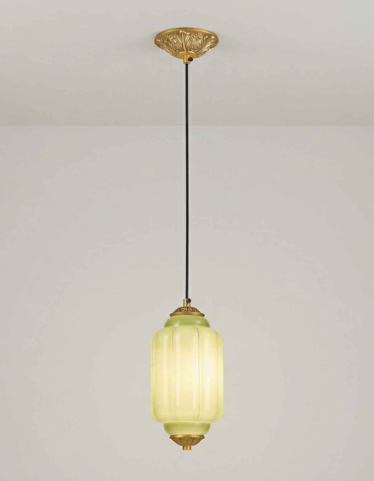 Celeste 1-Light Pendant (9 in.) - Green Finish, Frosted White & Tinted Glass#Finish_Green Finish, Frosted White & Tinted Glass