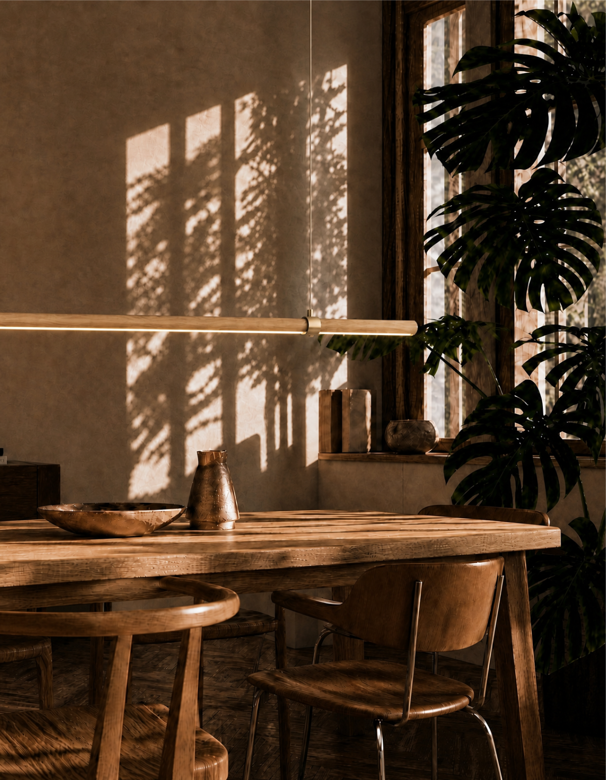 Rowan 72-in. Linear Chandelier - Light Oak#Finish_Light Oak