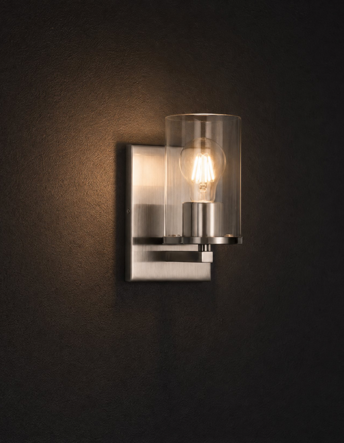Aurelia Wall Sconce - Brushed Nickel Finish, Clear & Ribbed-Pressed Glass#Finish_Brushed Nickel Finish, Clear & Ribbed-Pressed Glass