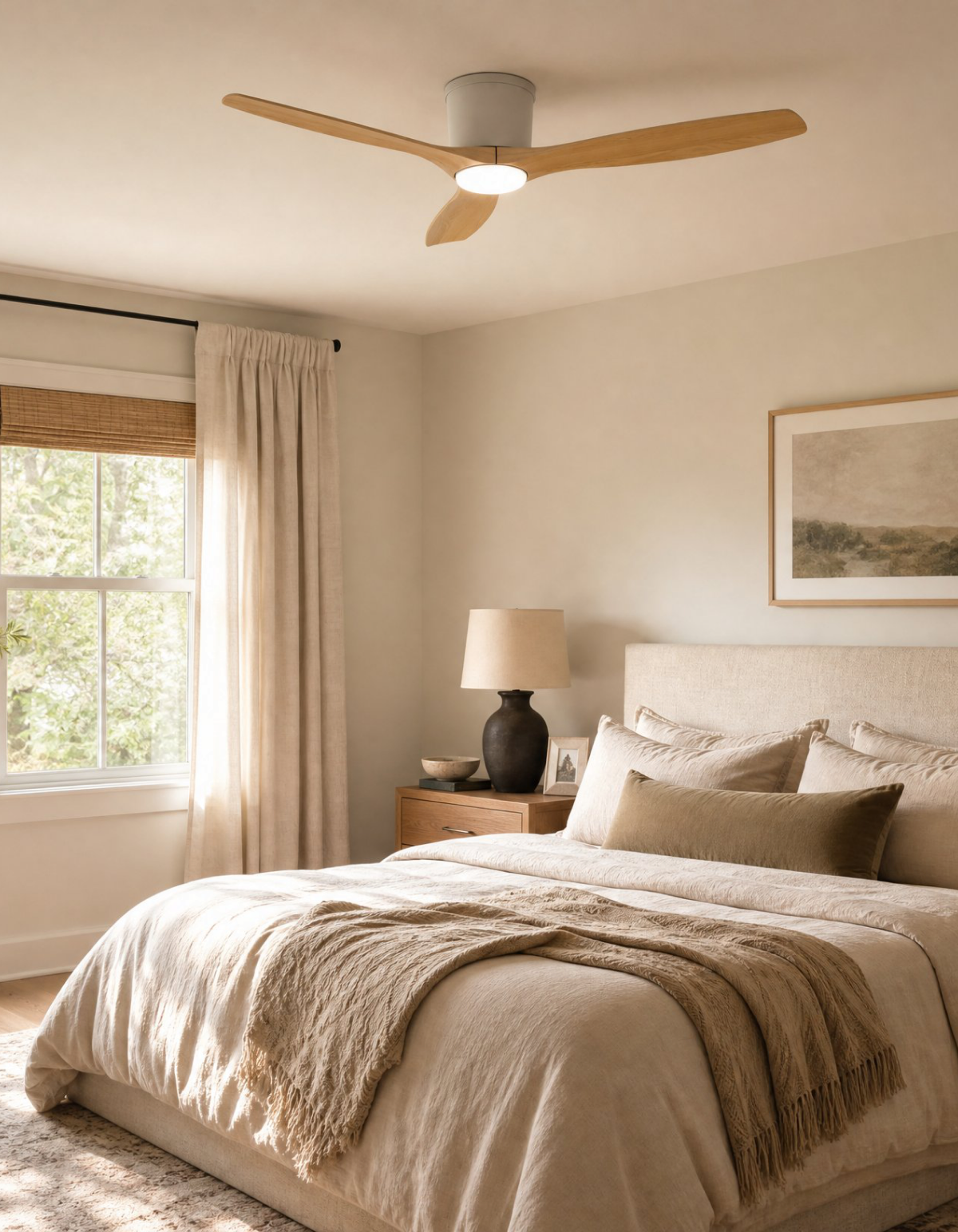 Savannah 52-in. Ceiling Fan - White & Natural Wood#Finish_White & Natural Wood