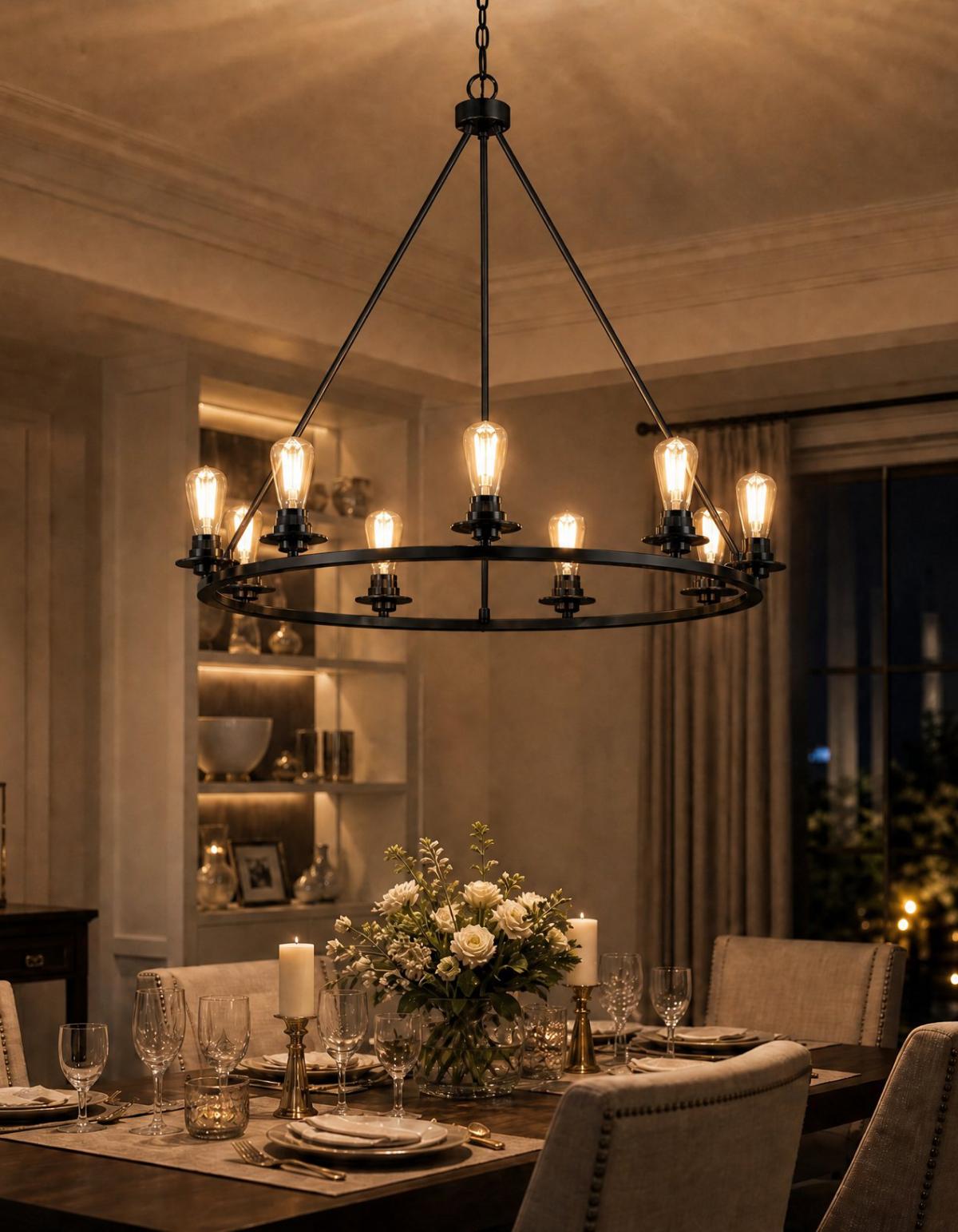 Foundry 9-Light Chandelier - Black#Finish_Black