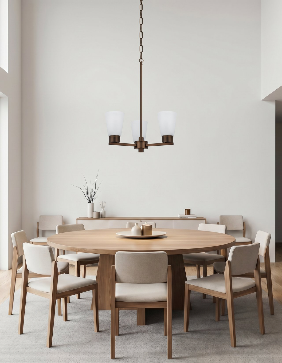 Lima 3-Light Chandelier - Bronze Finish, Frosted White Glass#Finish_Bronze Finish, Frosted White Glass