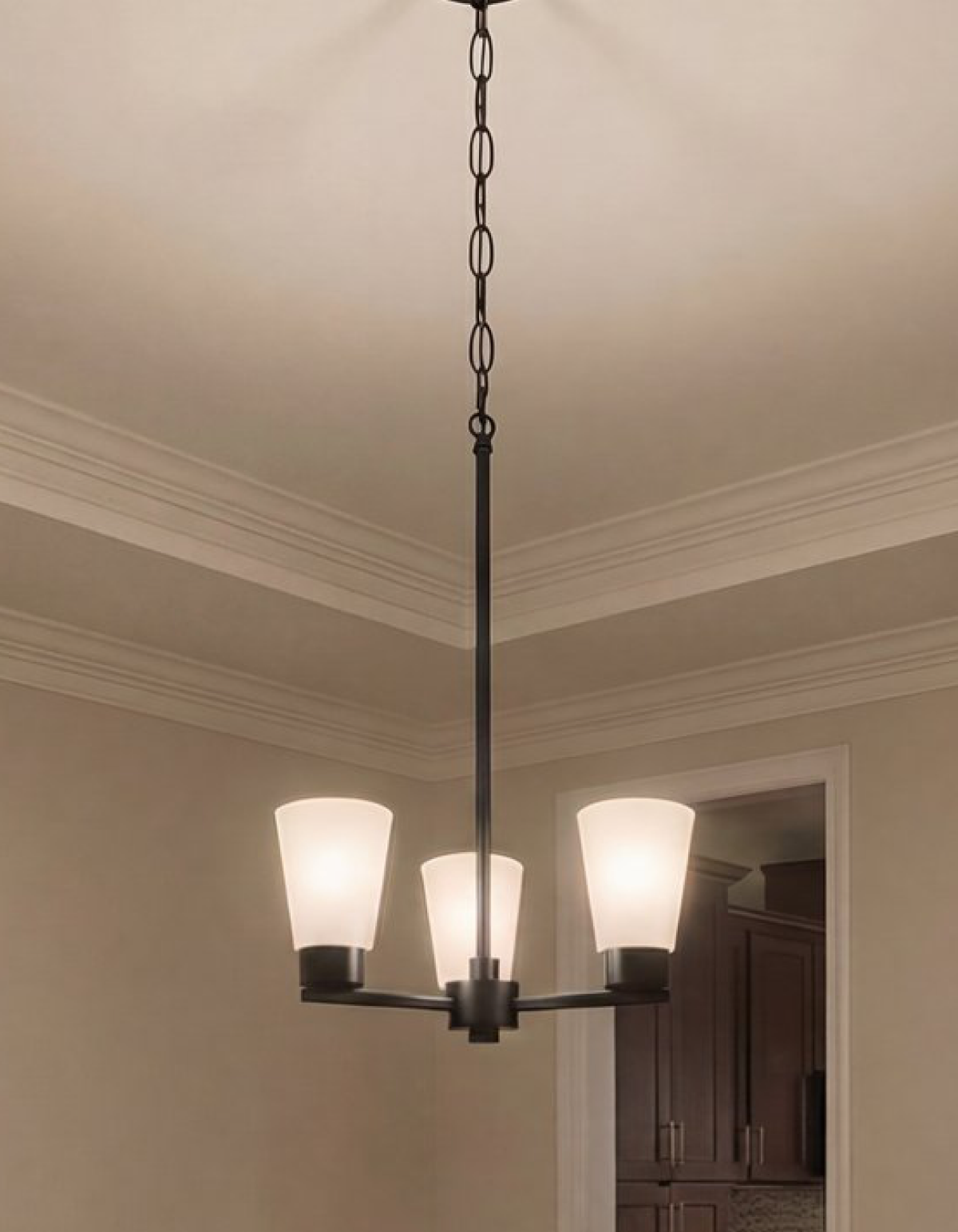 Lima 3-Light Chandelier - Black Finish, Frosted White Glass#Finish_Black Finish, Frosted White Glass