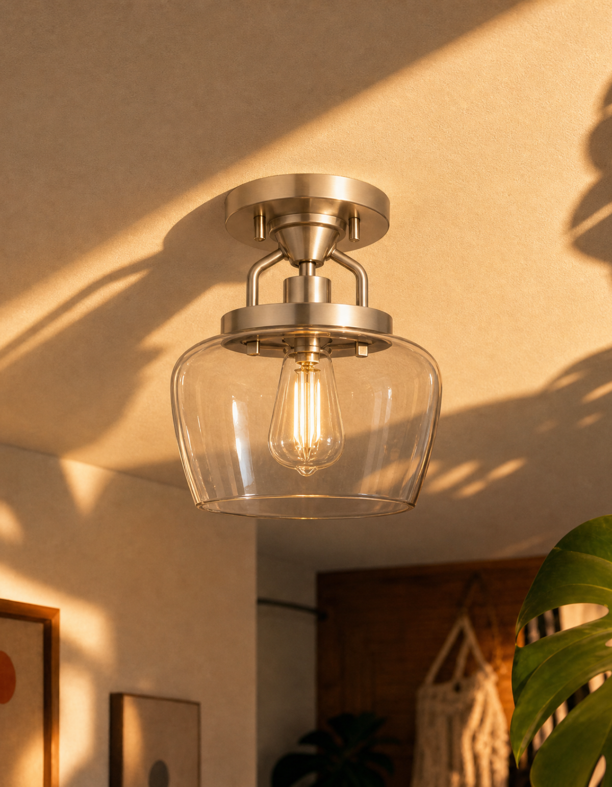 GILA 1-Light Semi-Flush Mount - Brushed Nickel#Finish_Brushed Nickel