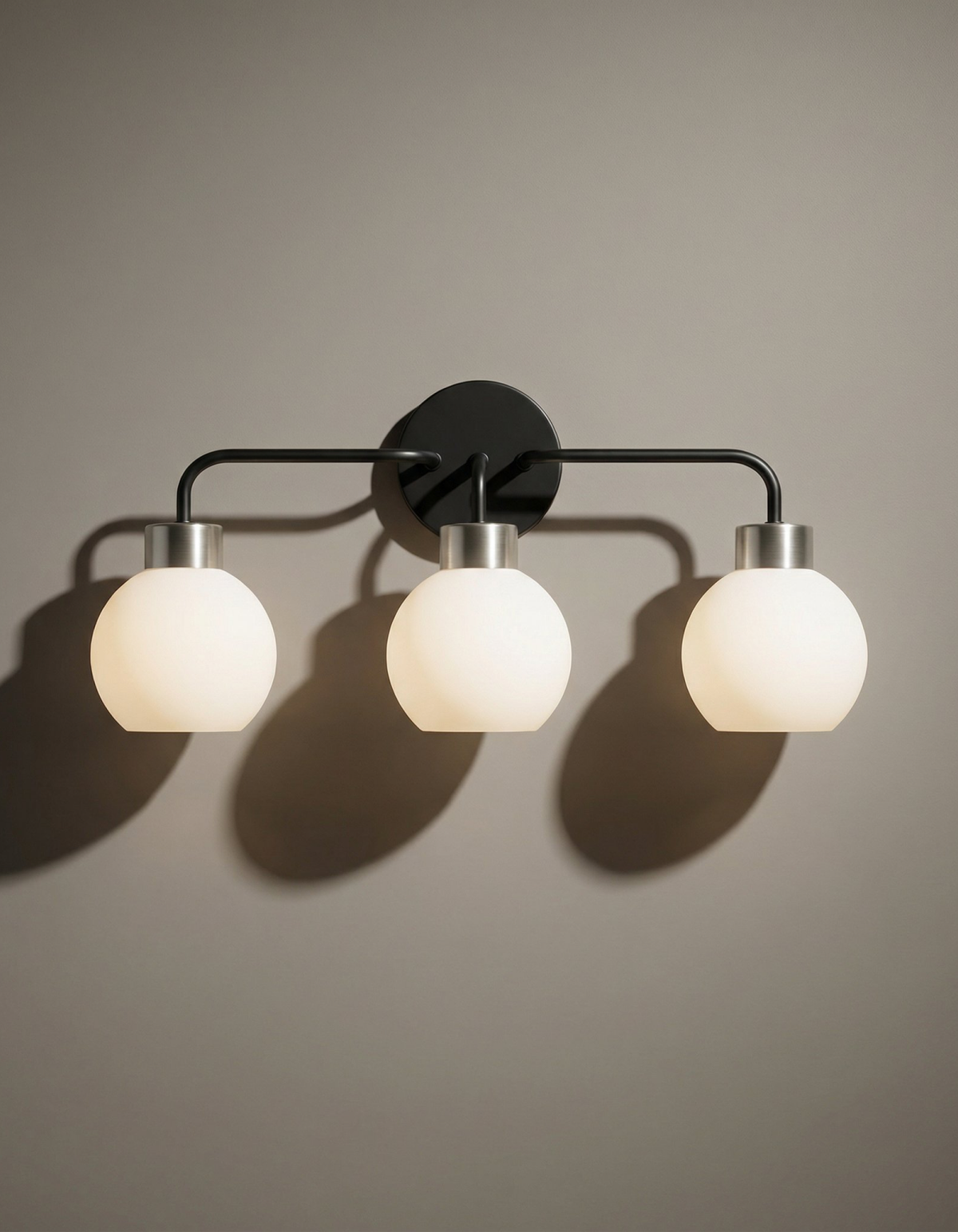 Opal 3-Light Vanity Light - Black & Brushed Nickel#Finish_Black & Brushed Nickel