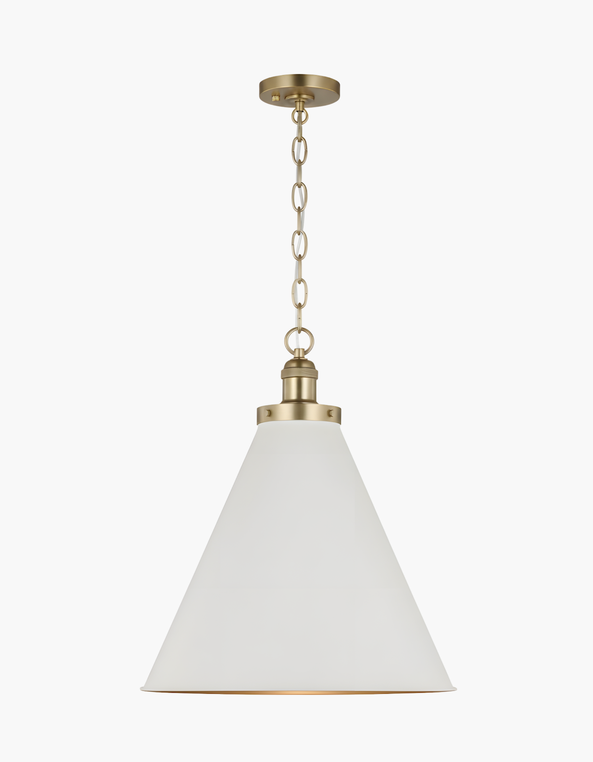 Rivet 1-Light Pendant - White & Satin Gold / 12 in#Finish_White & Satin Gold#Size_12 in