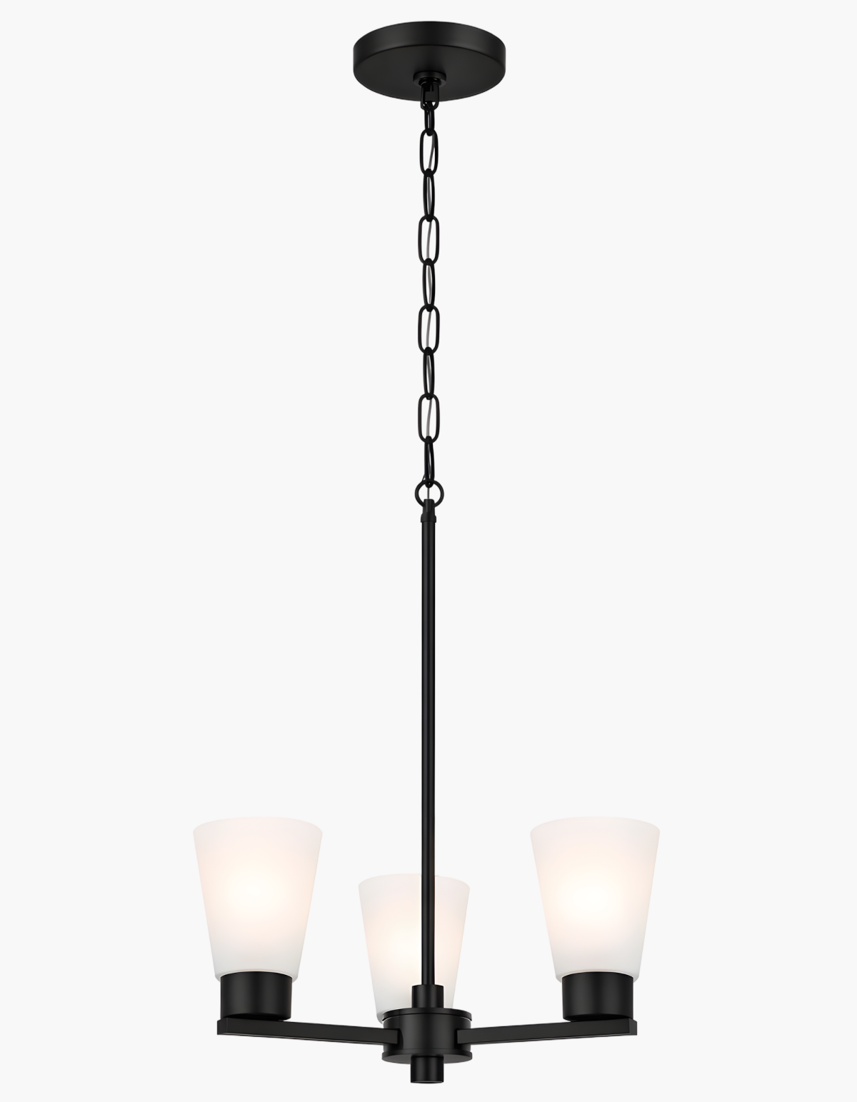 Lima 3-Light Chandelier - Black Finish, Frosted White Glass#Finish_Black Finish, Frosted White Glass