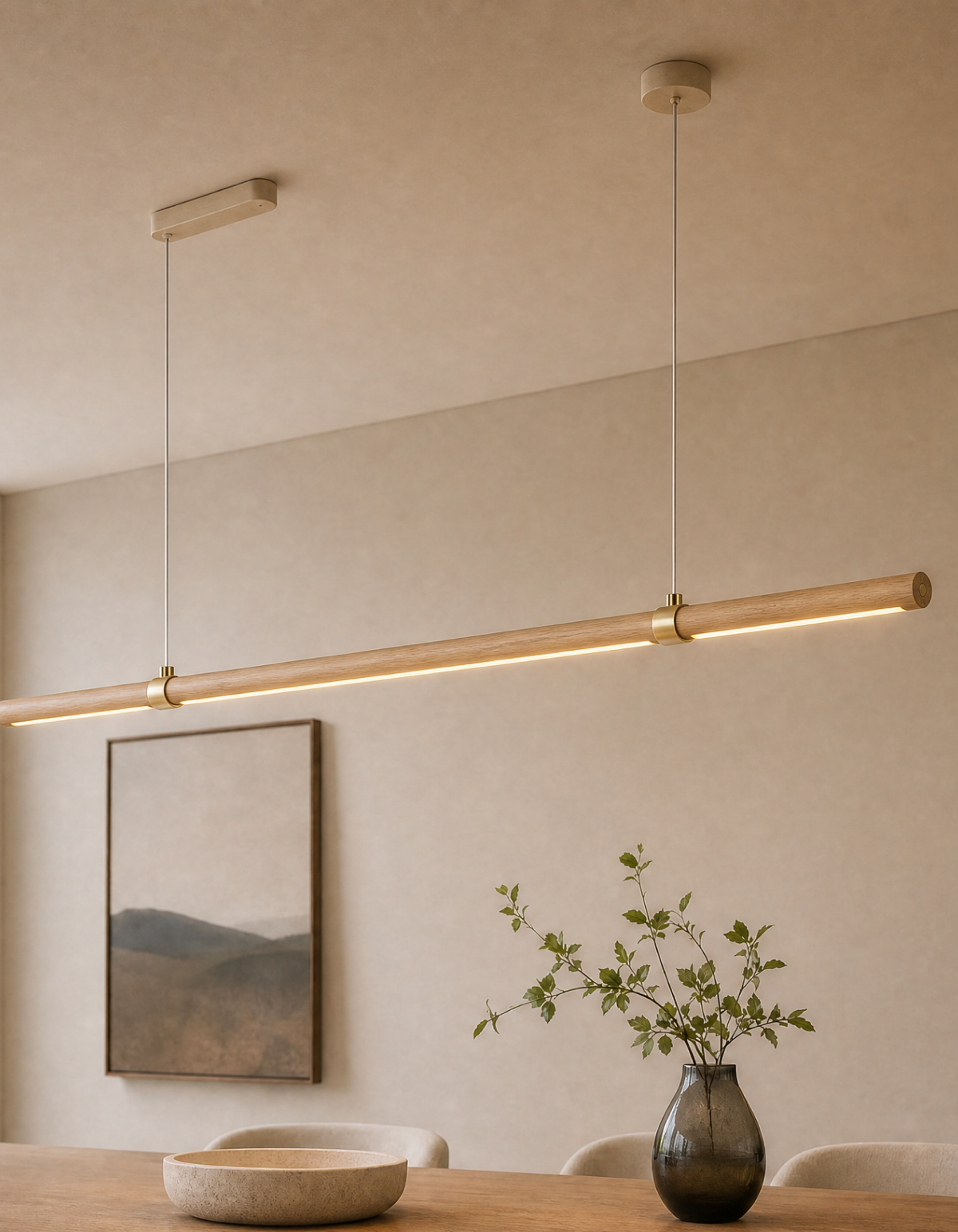 Rowan 48-in. Linear Chandelier - Light Oak#Finish_Light Oak