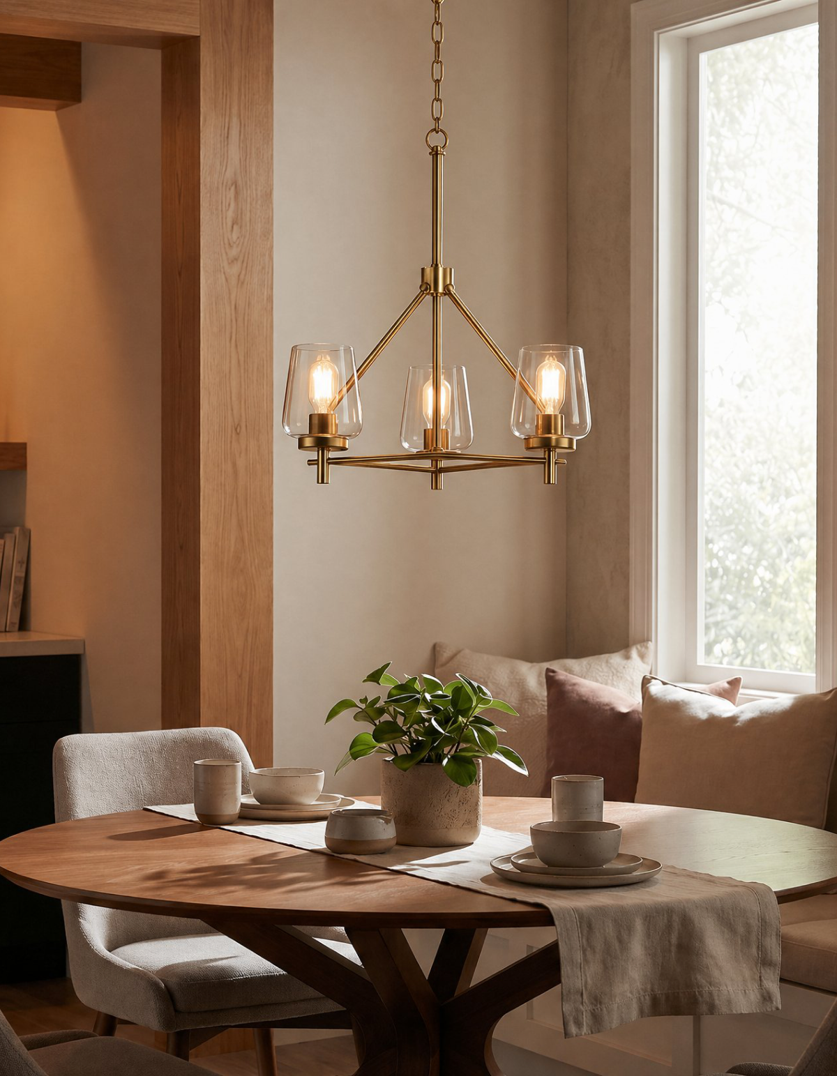 GILA 3-Light Chandelier - Satin Gold#Finish_Satin Gold