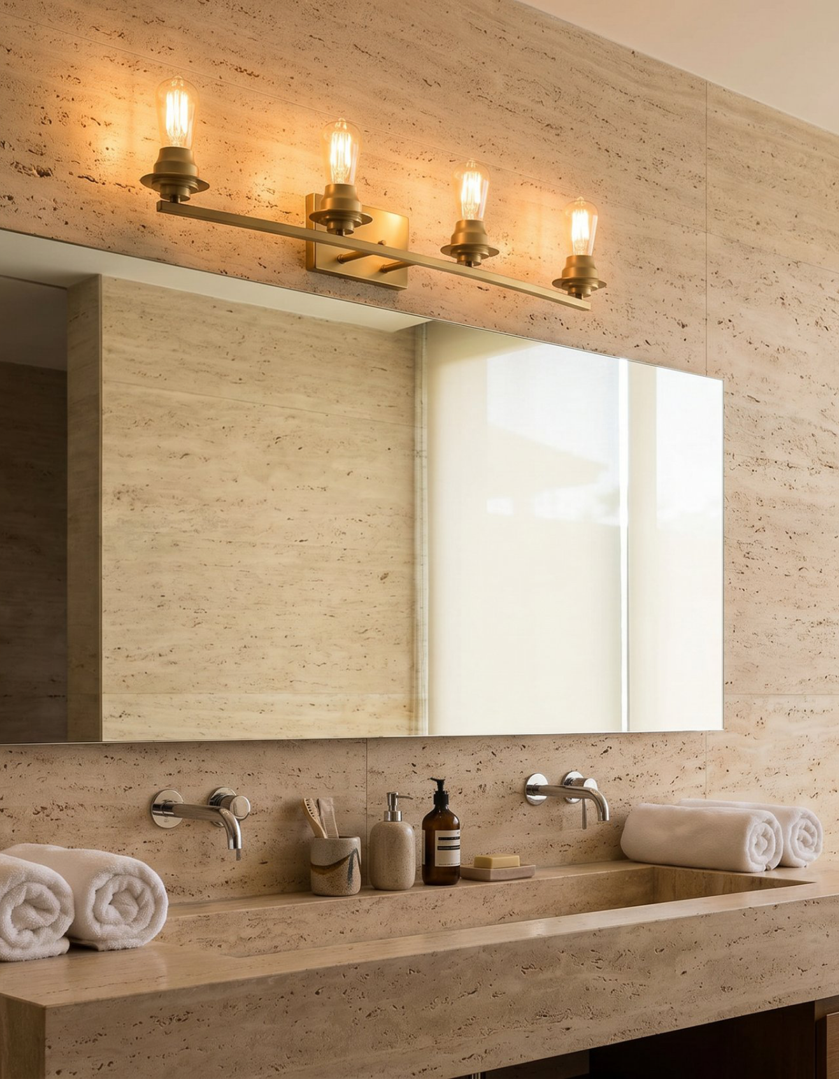 Foundry 4-Light Vanity Light - Satin Gold#Finish_Satin Gold