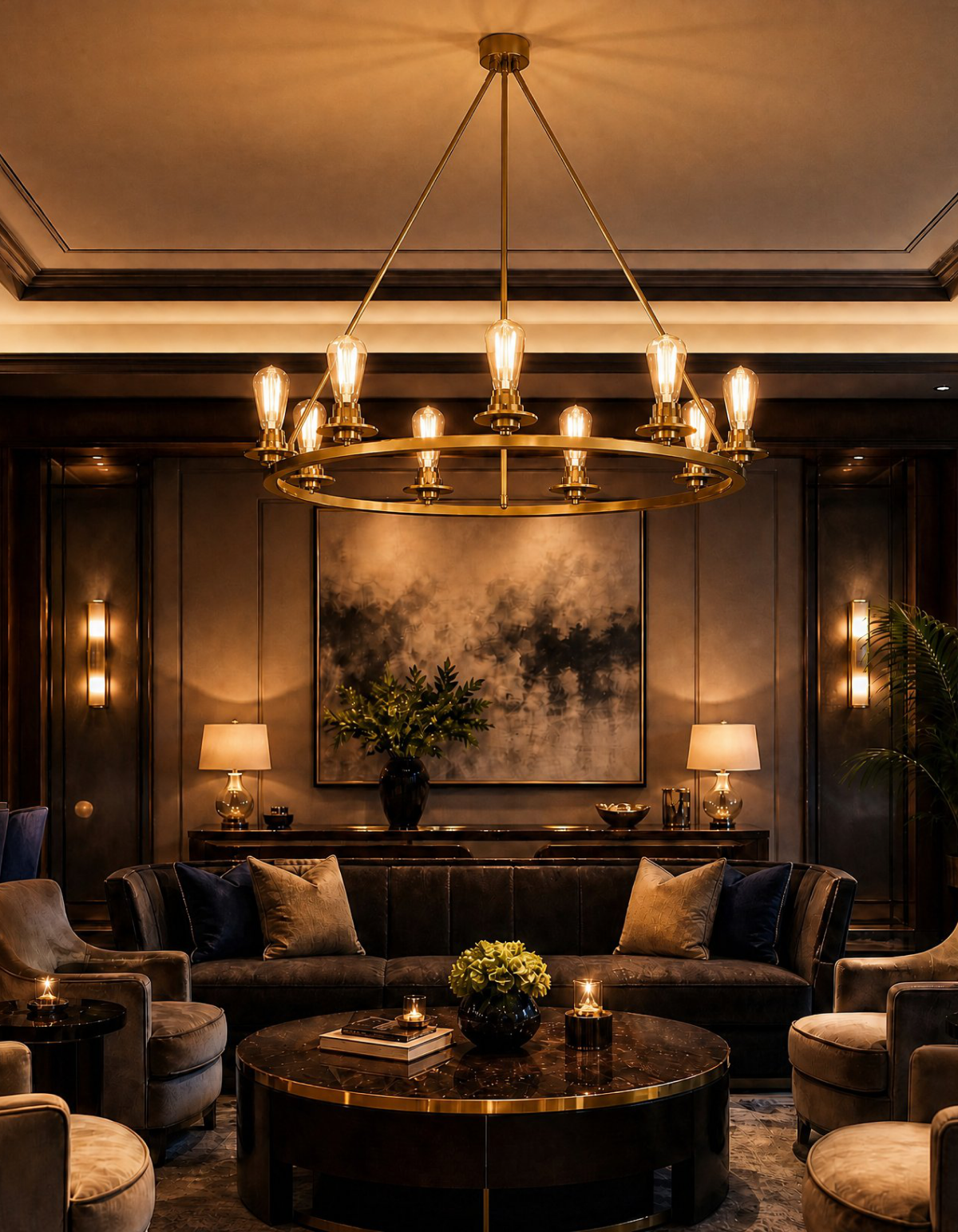 Foundry 9-Light Chandelier - Satin Gold#Finish_Satin Gold