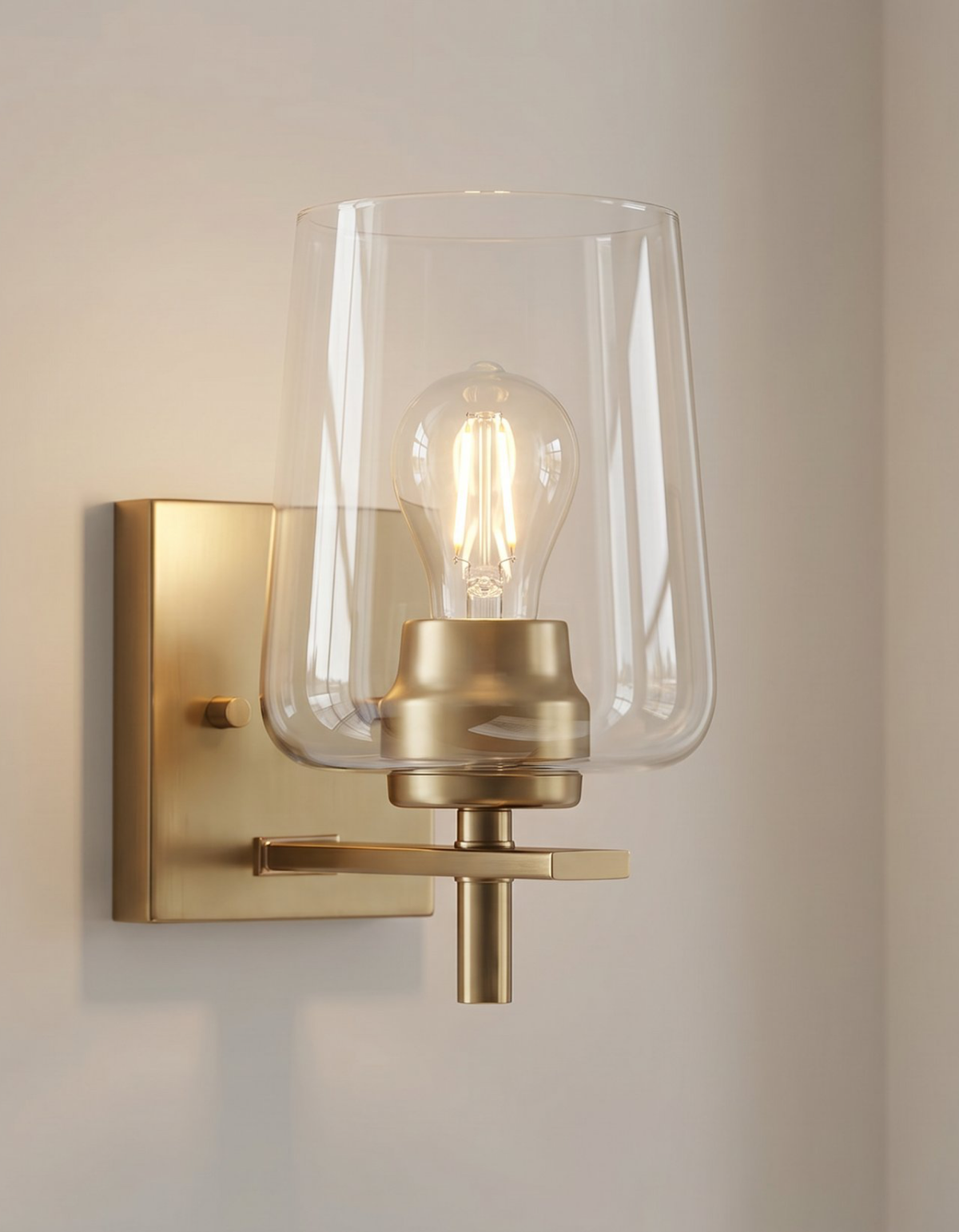 Gila Hallway Wall Sconce - Satin Gold Finish, Clear Glass#Finish_Satin Gold Finish, Clear Glass