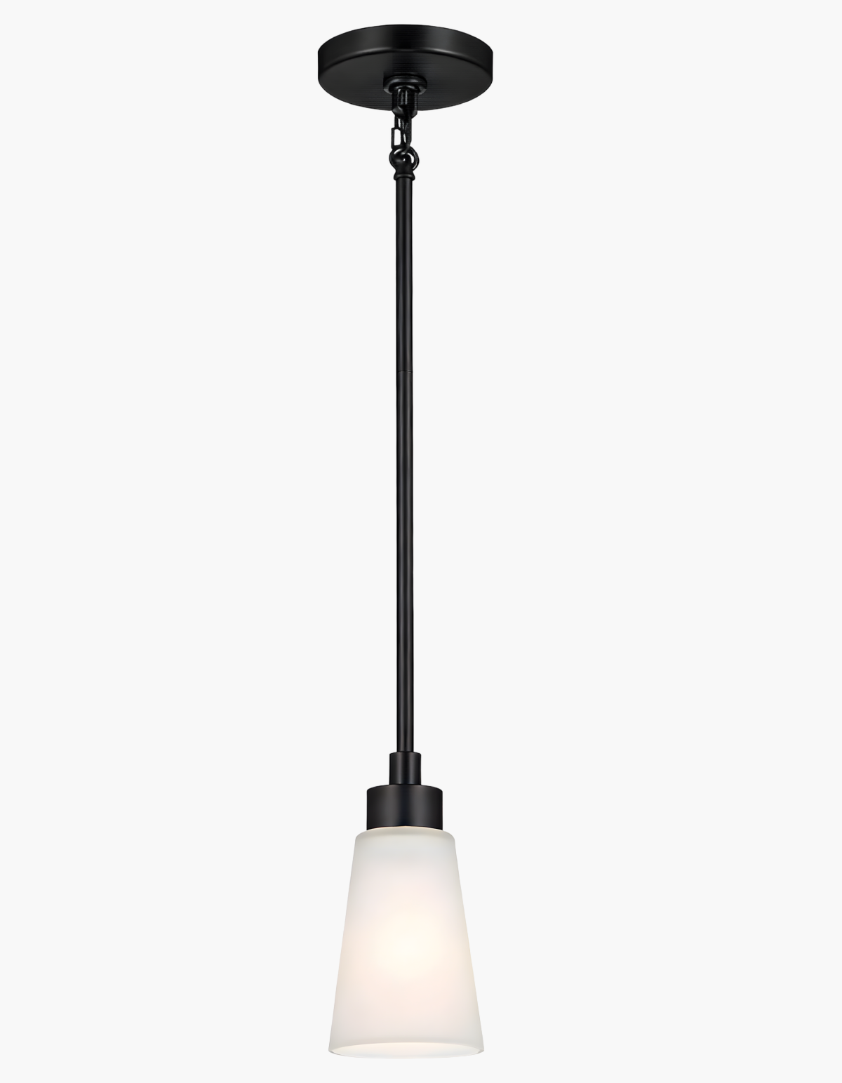 Lima Single Pendant - Black Finish, Frosted White Glass#Finish_Black Finish, Frosted White Glass