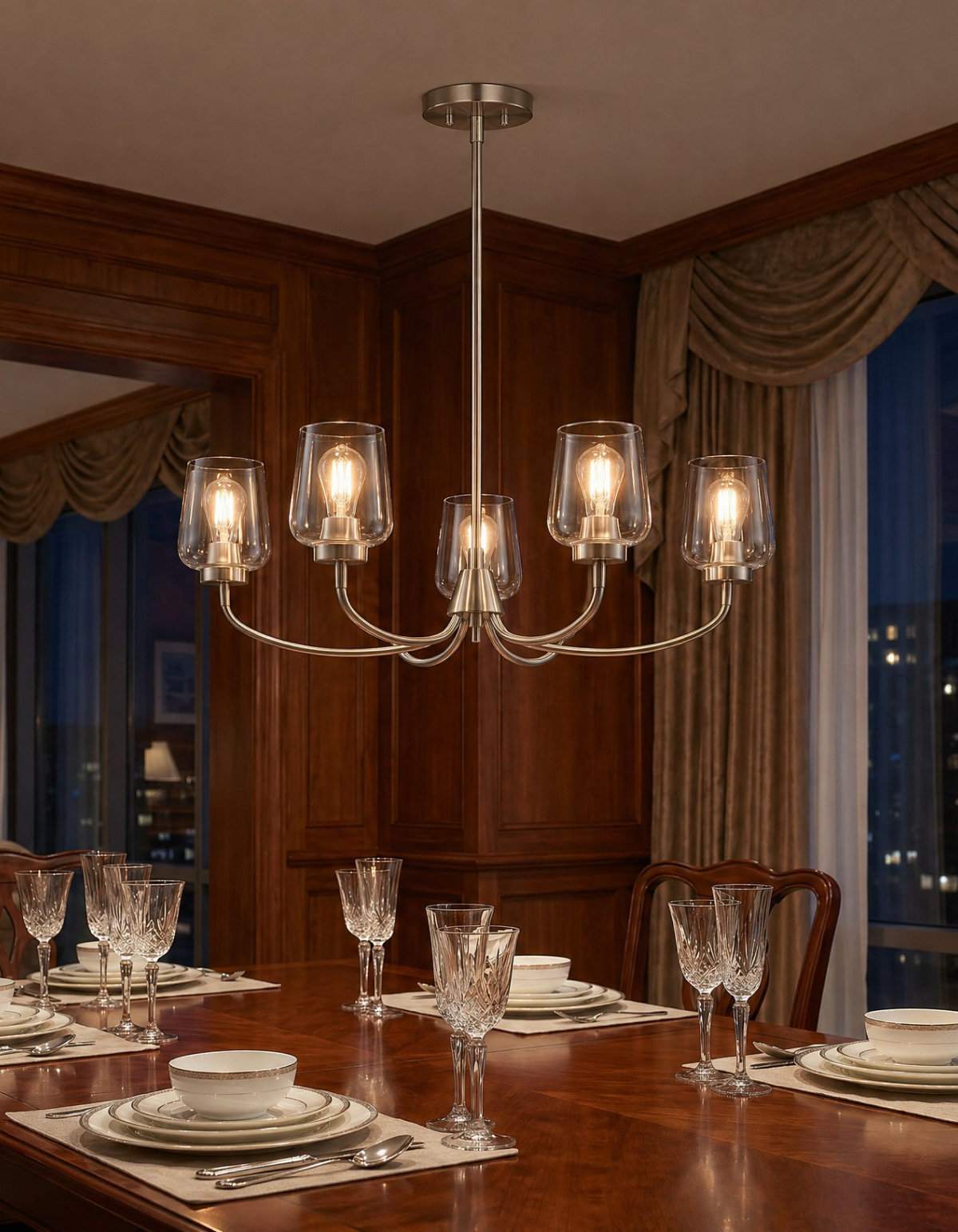 GILA 5-Light Ring Chandelier - Brushed Nickel#Finish_Brushed Nickel