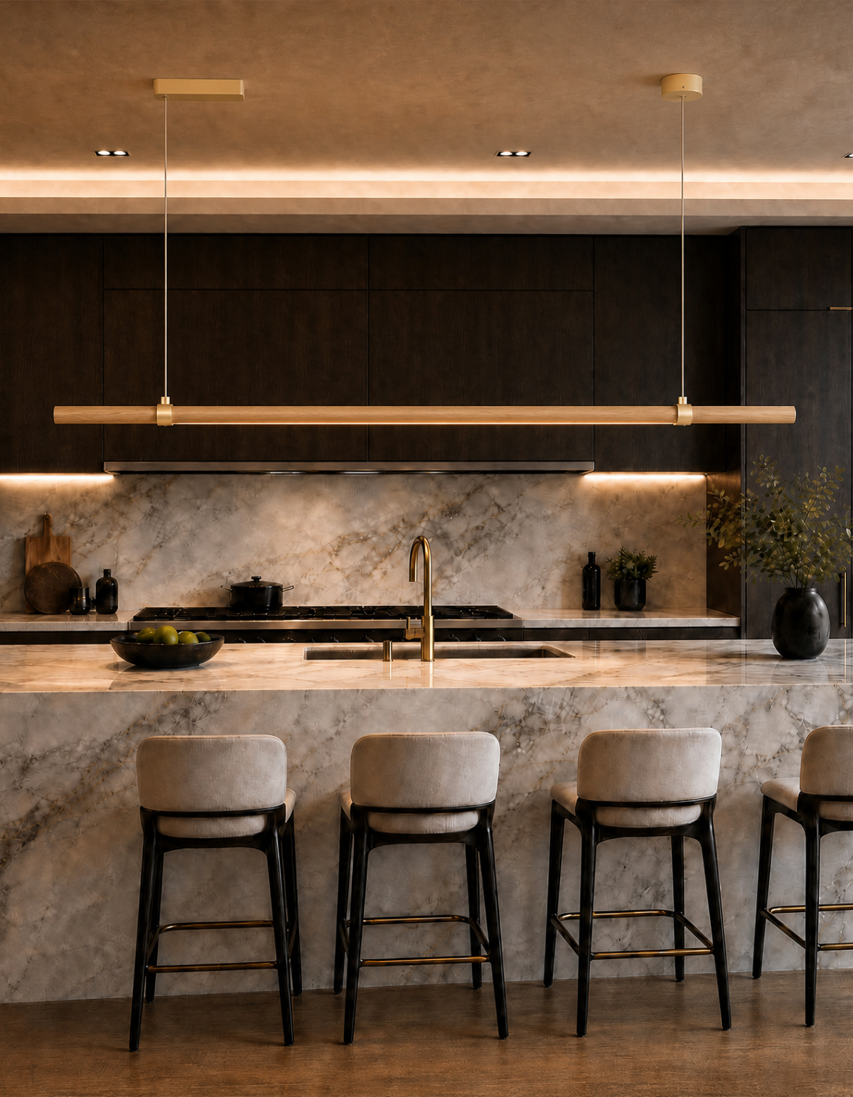 Rowan 72-in. Linear Chandelier - Light Oak#Finish_Light Oak