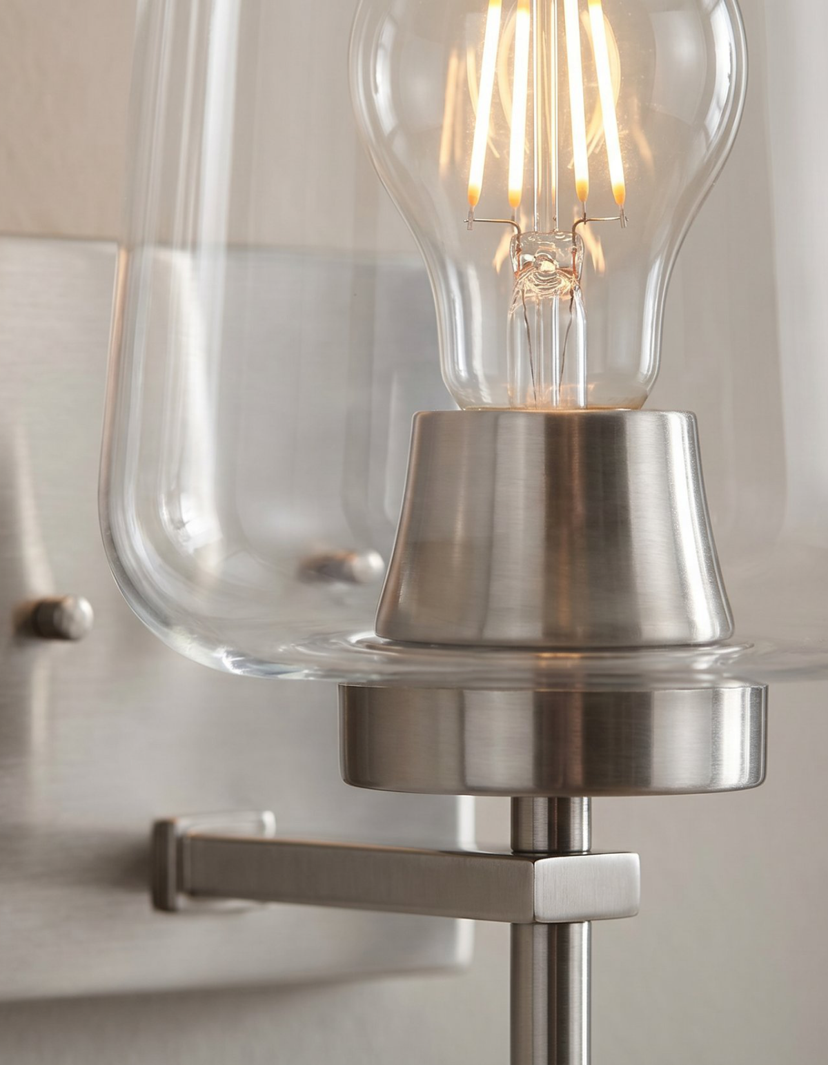 Gila Hallway Wall Sconce - Brushed Nickel Finish, Clear Glass#Finish_Brushed Nickel Finish, Clear Glass