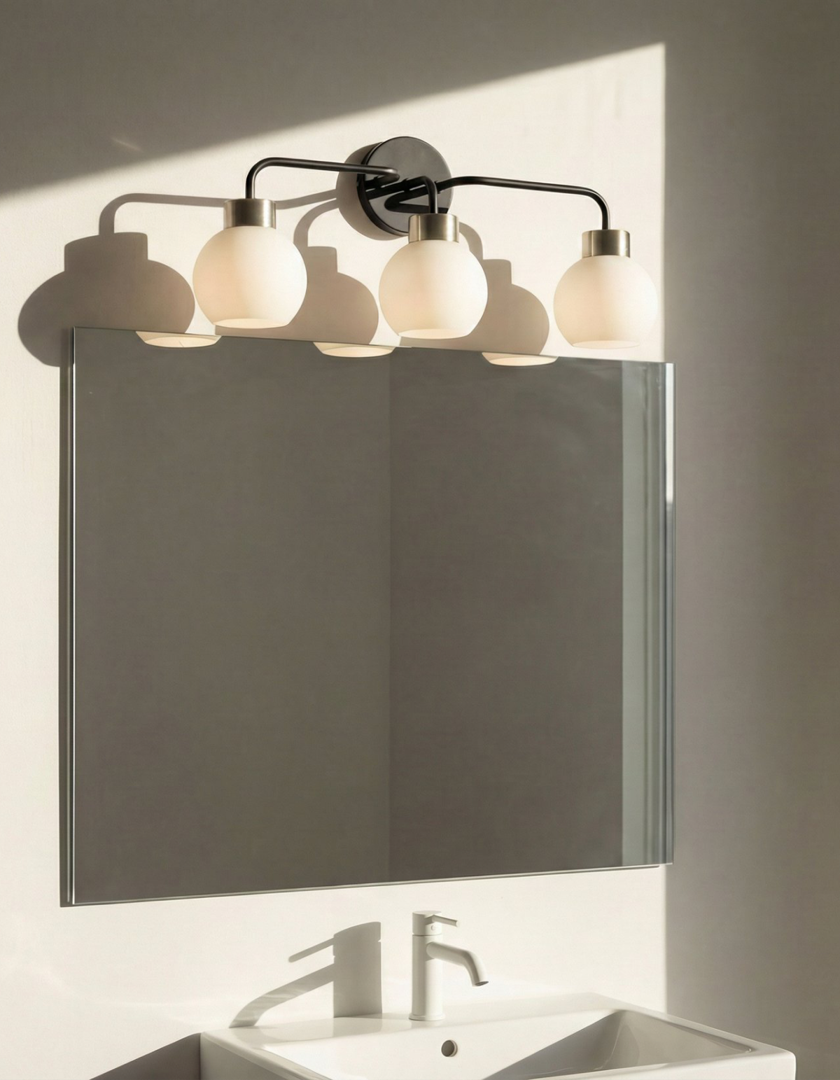 Opal 3-Light Vanity Light - Black & Brushed Nickel#Finish_Black & Brushed Nickel