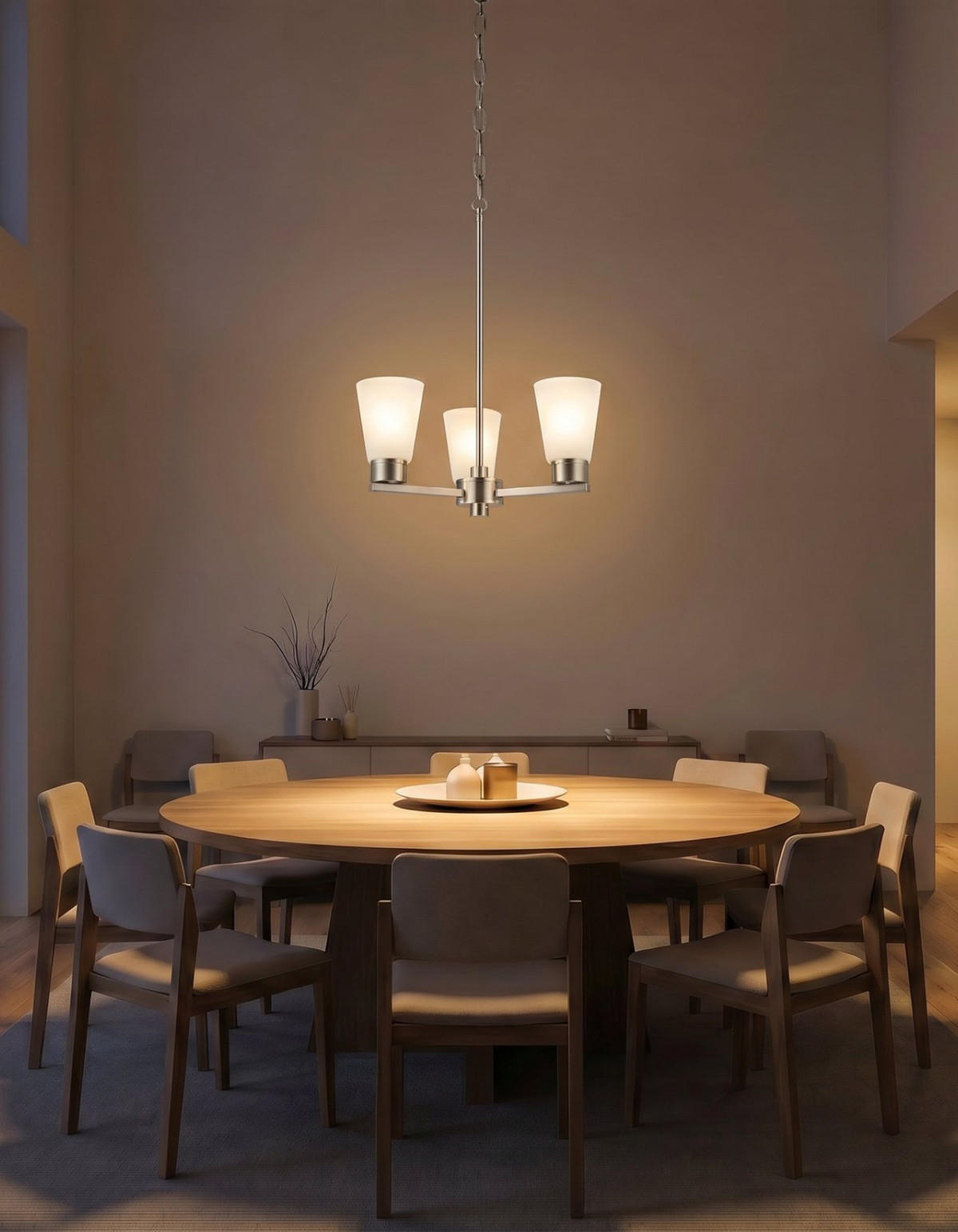 Lima 3-Light Chandelier - Brushed Nickel Finish, Frosted Glass#Finish_Brushed Nickel Finish, Frosted Glass