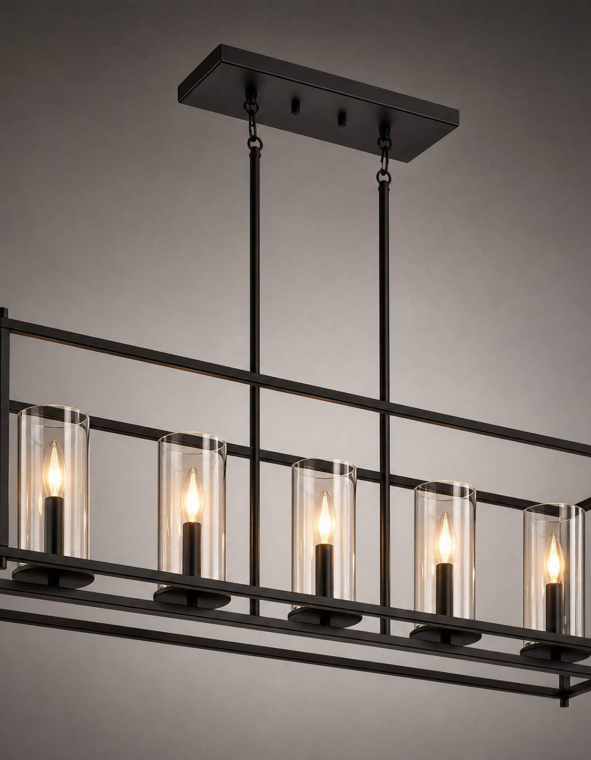 Aurelia 5-Light Linear Chandelier - Black Finish, Clear Glass#Finish_Black Finish, Clear Glass