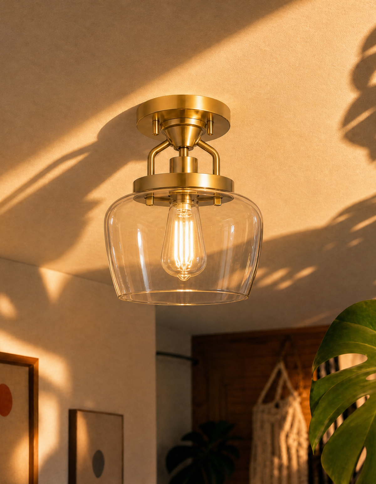 GILA 1-Light Semi-Flush Mount - Satin Gold#Finish_Satin Gold