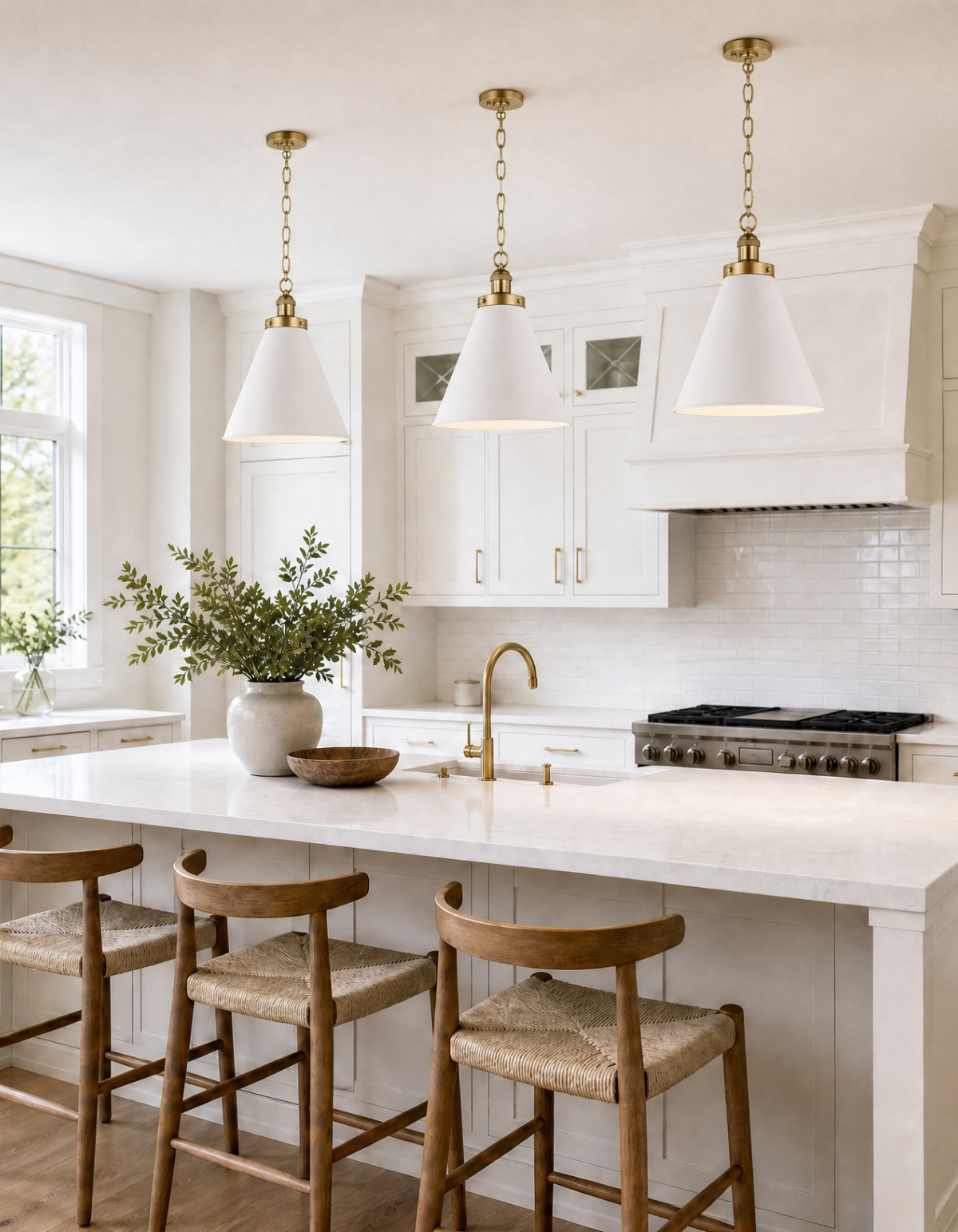 Rivet 1-Light Pendant - White & Satin Gold / 12 in#Finish_White & Satin Gold#Size_12 in