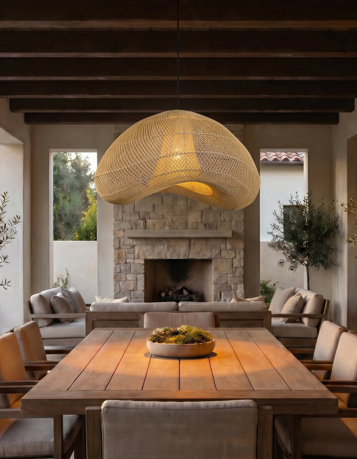 ISLA 1-Light 32" Pendant - Nature Rattan#Finish_Nature Rattan