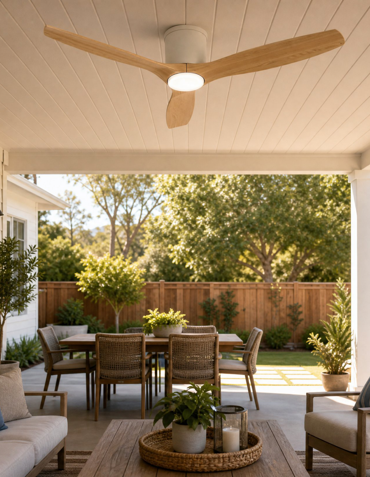 Savannah 52-in. Ceiling Fan - White & Natural Wood#Finish_White & Natural Wood