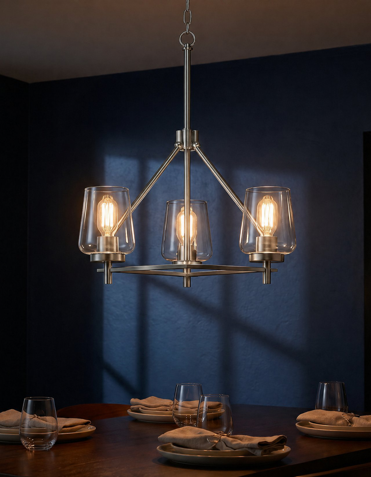 GILA 3-Light Chandelier - Brushed Nickel#Finish_Brushed Nickel