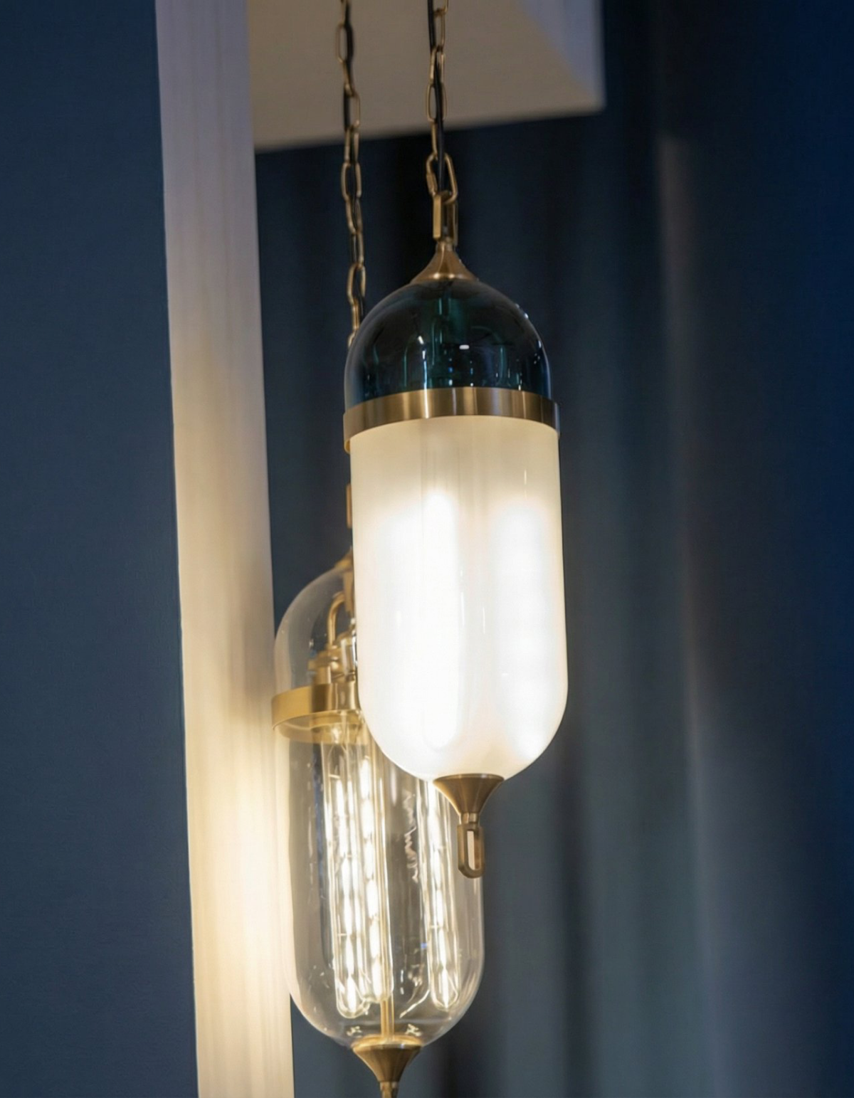 Calder 20-in. Kitchen Pill Pendant - Frosted White & Tinted Glass#Glass_Frosted White & Tinted Glass
