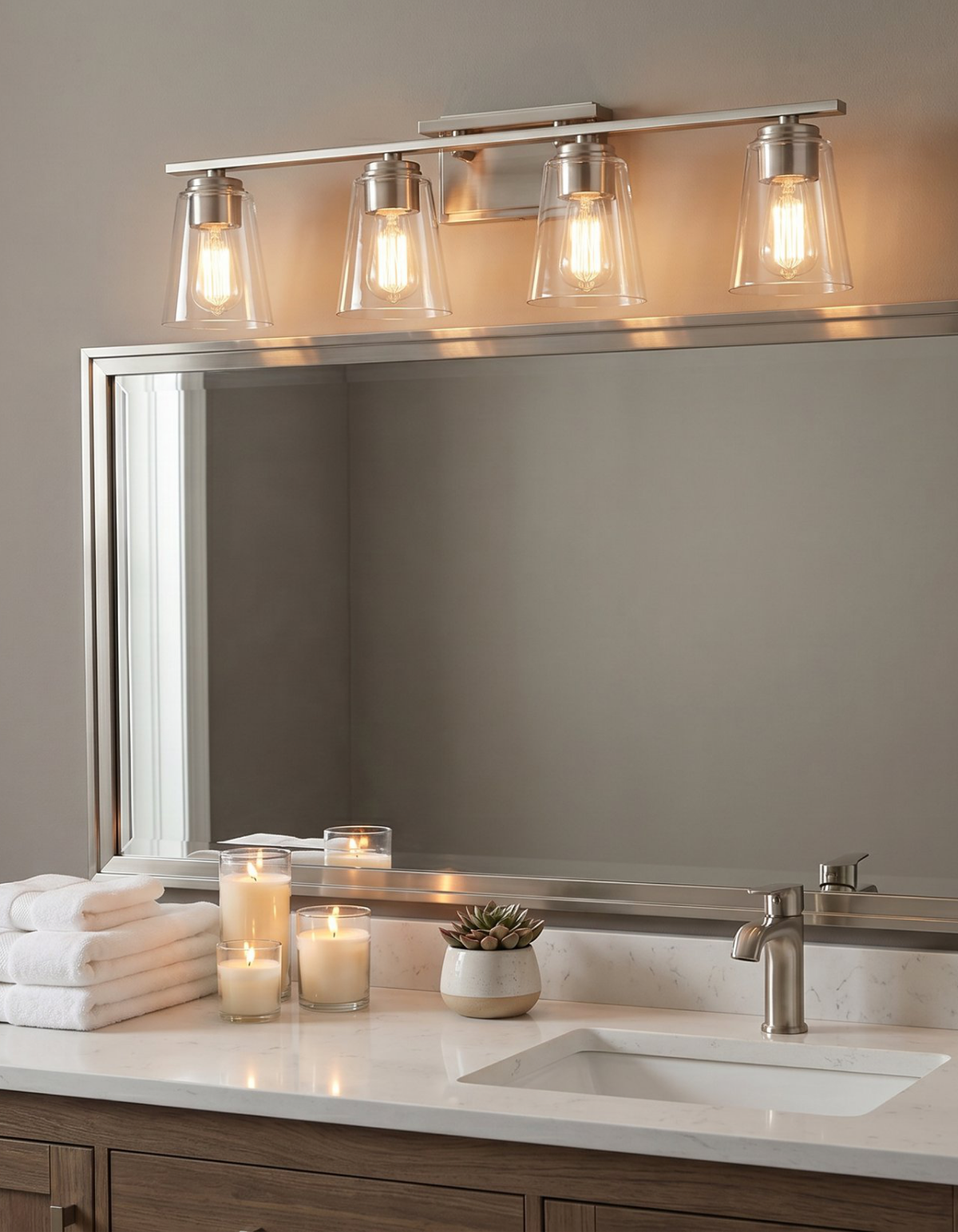 Haily 4-Light Vanity Light - Brushed Nickel#Finish_Brushed Nickel
