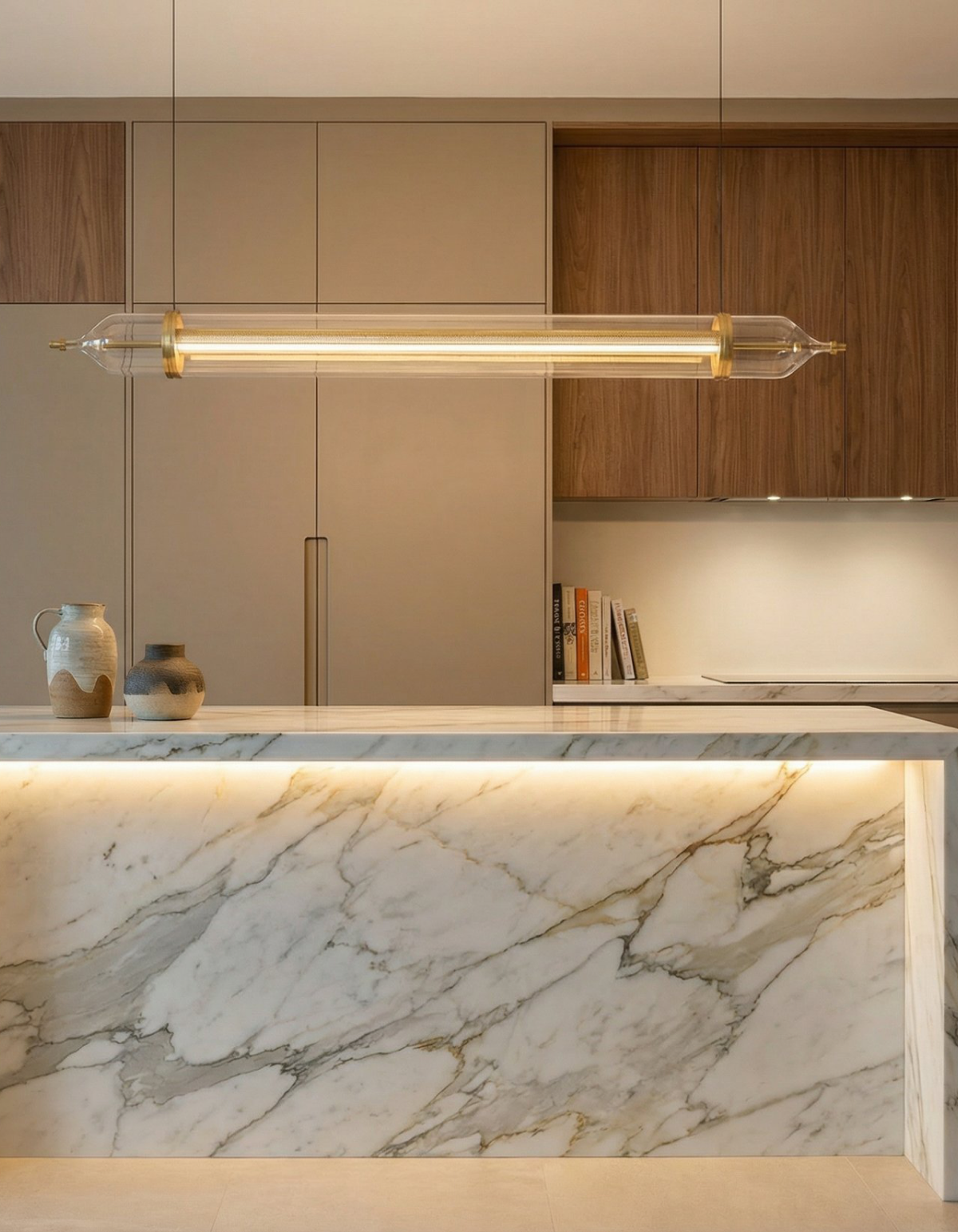 Calder 61-in. Linear Chandelier - Brushed antique brass#Finish_Brushed antique brass