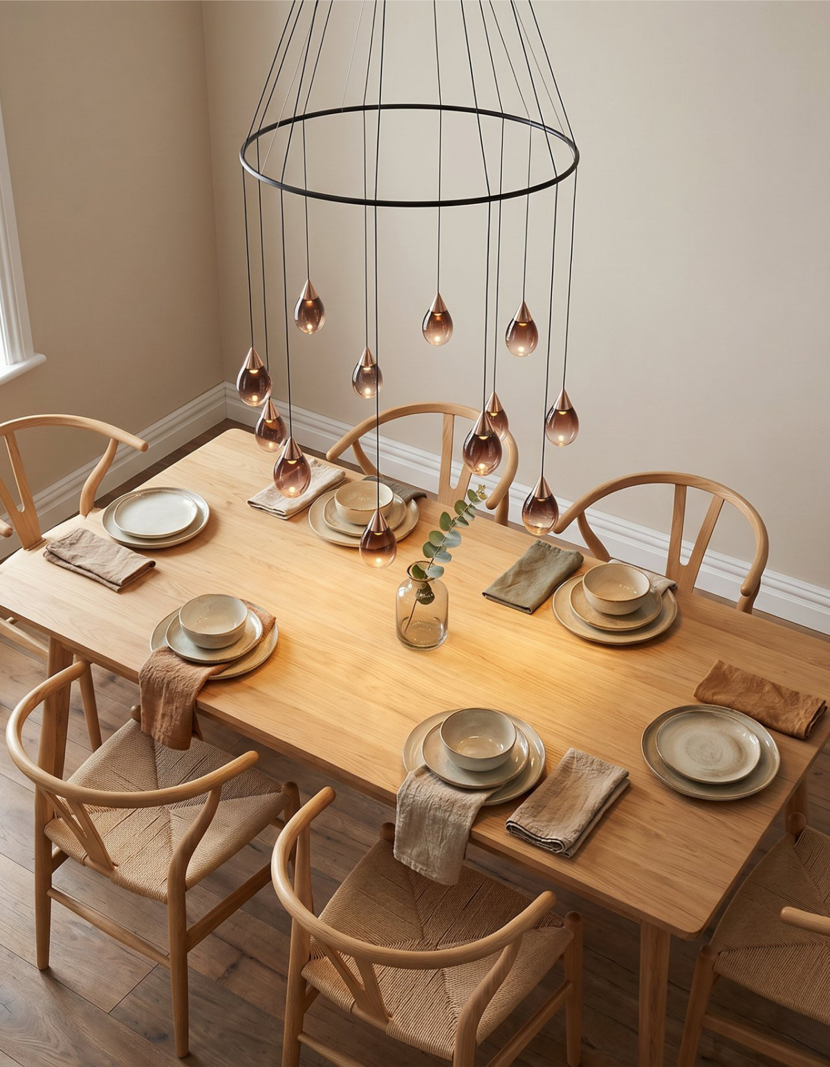 Gemma 12-Light 40-in. Pendant, Rose Gold with Tinted Glass Shades - Rose Gold#Finish_Rose Gold