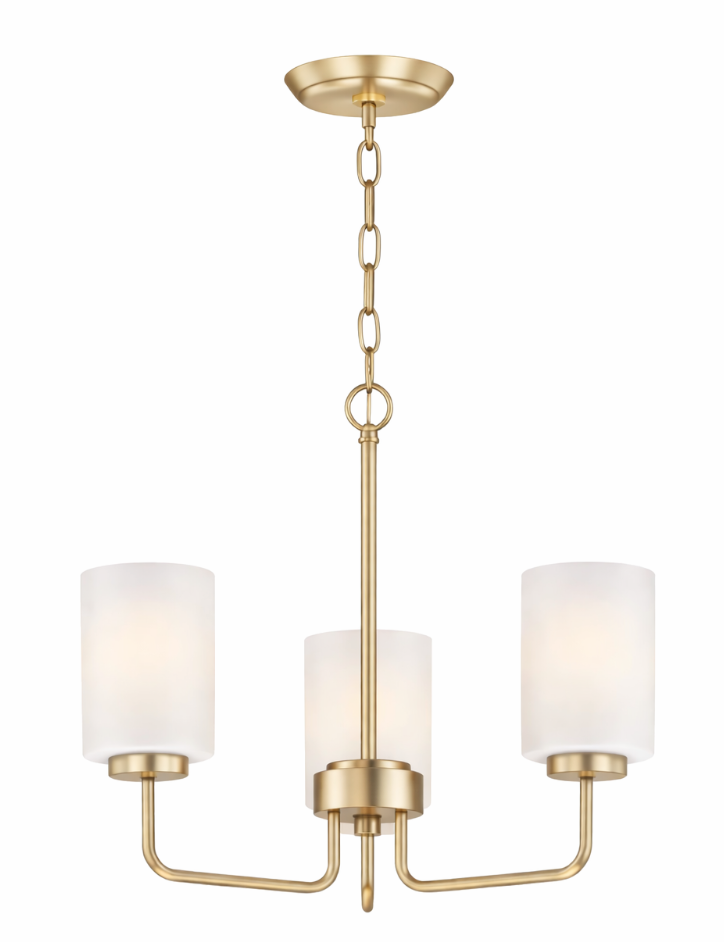 ALDEN 3-Light Chandelier with Etched Glass Shade