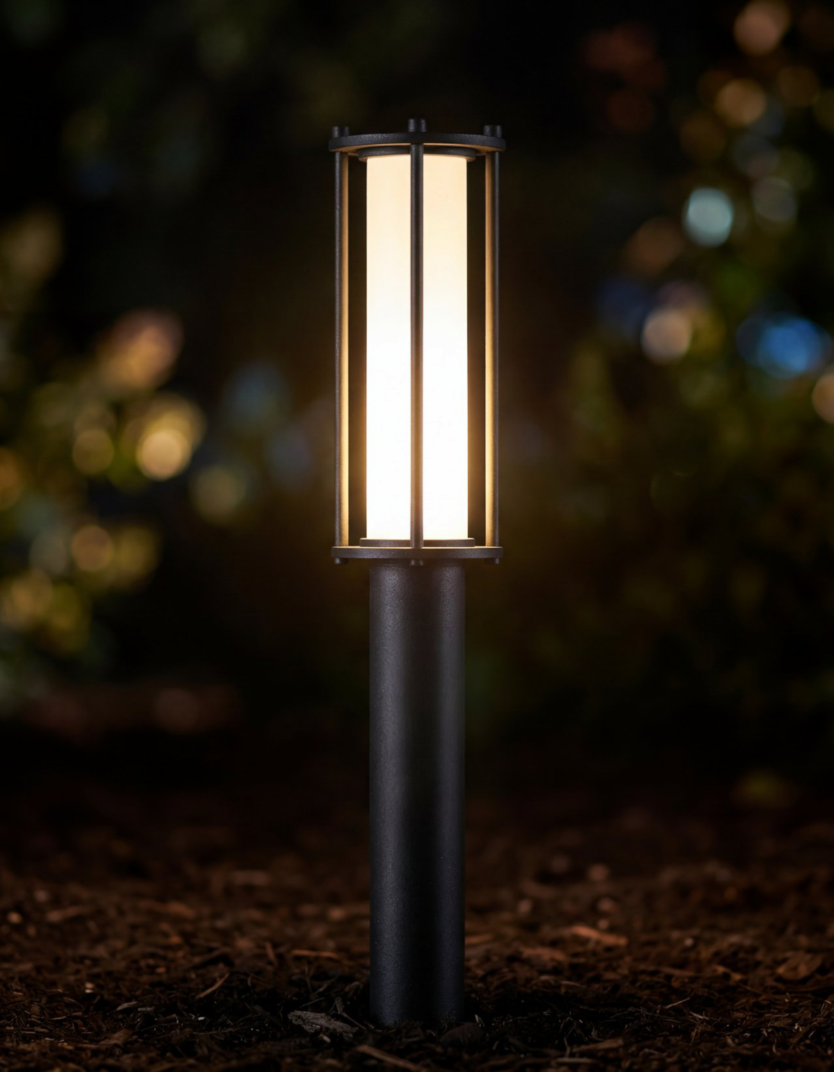 EVENING 14.1-in. Bollard – Black (120 lm) - Black#Finish_Black