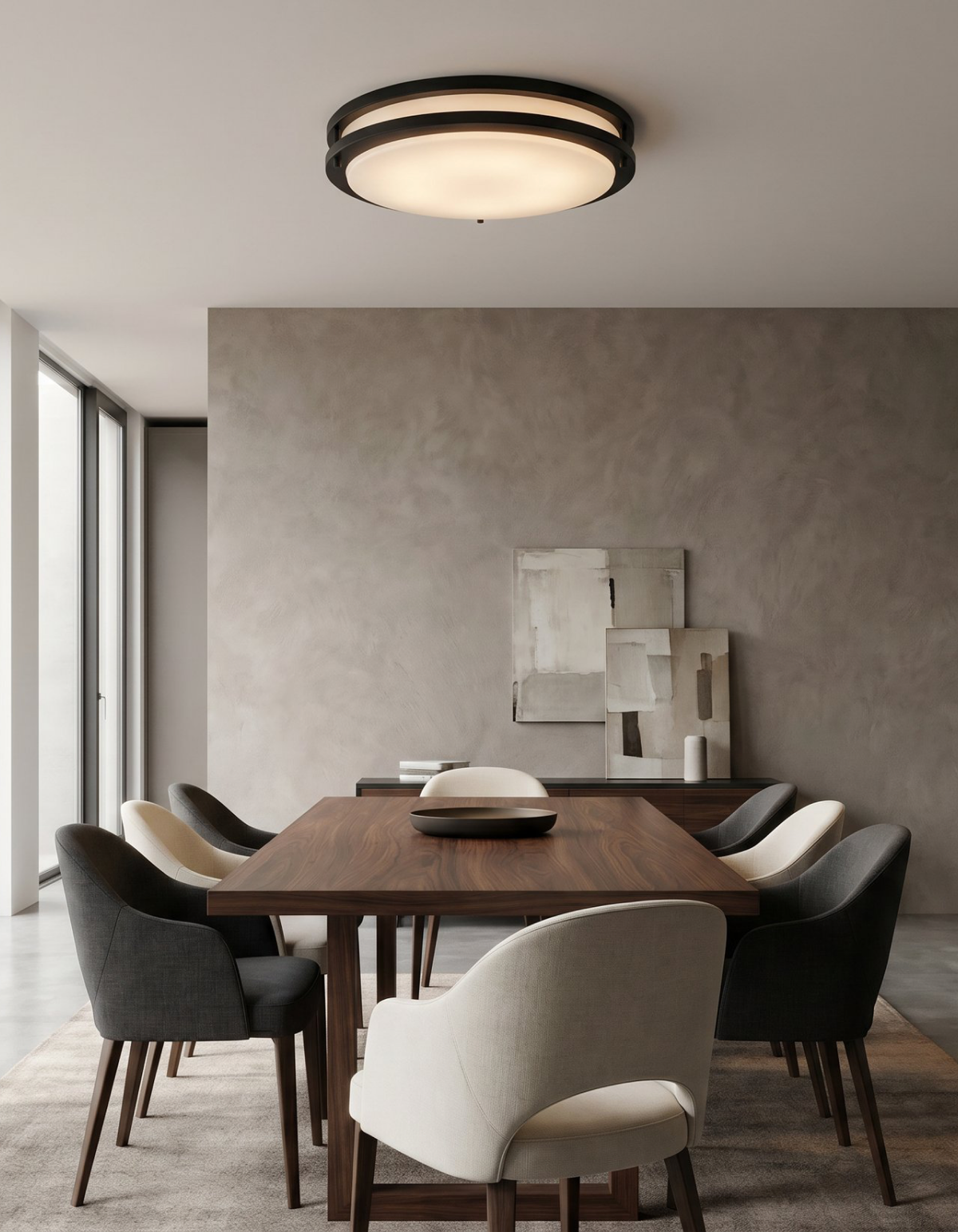 DAWN 16" double ring flush mount - Black#Finish_Black